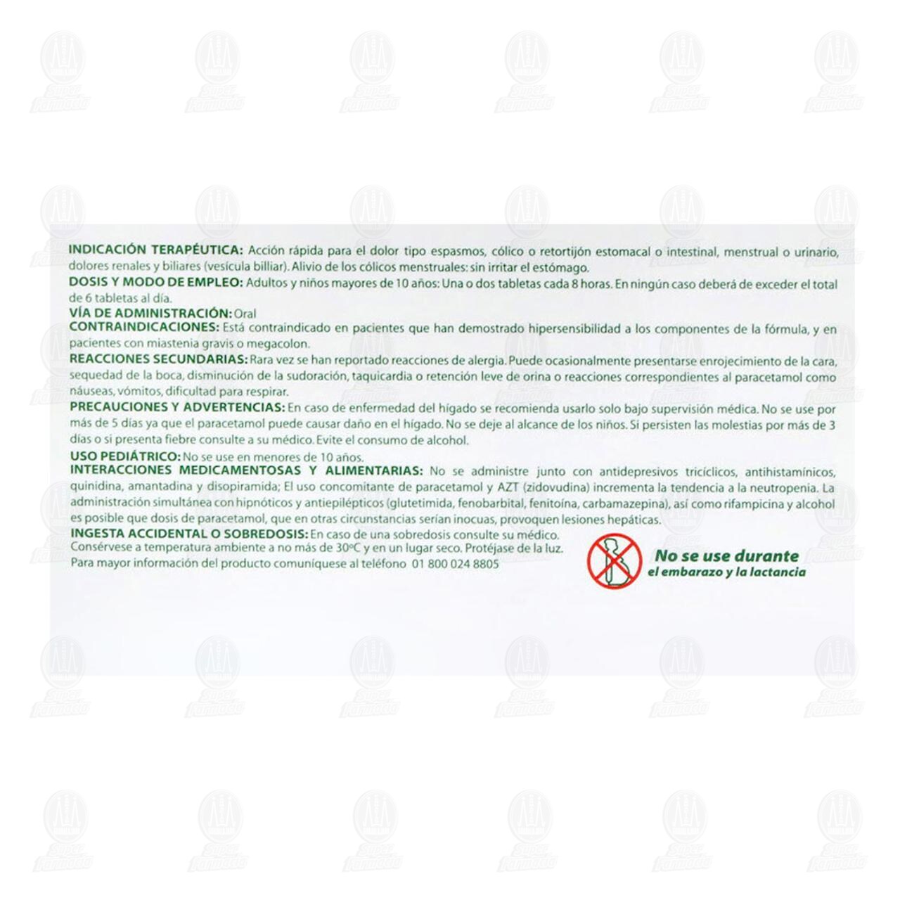 Paracetamol/Hioscina 500/10mg, 20 Tabletas Pharmalife. image number 2