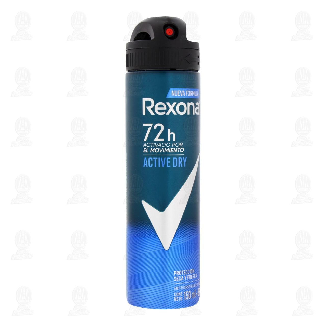 Antitranspirante Rexona Men Active Dry en Aerosol, 150 ml.