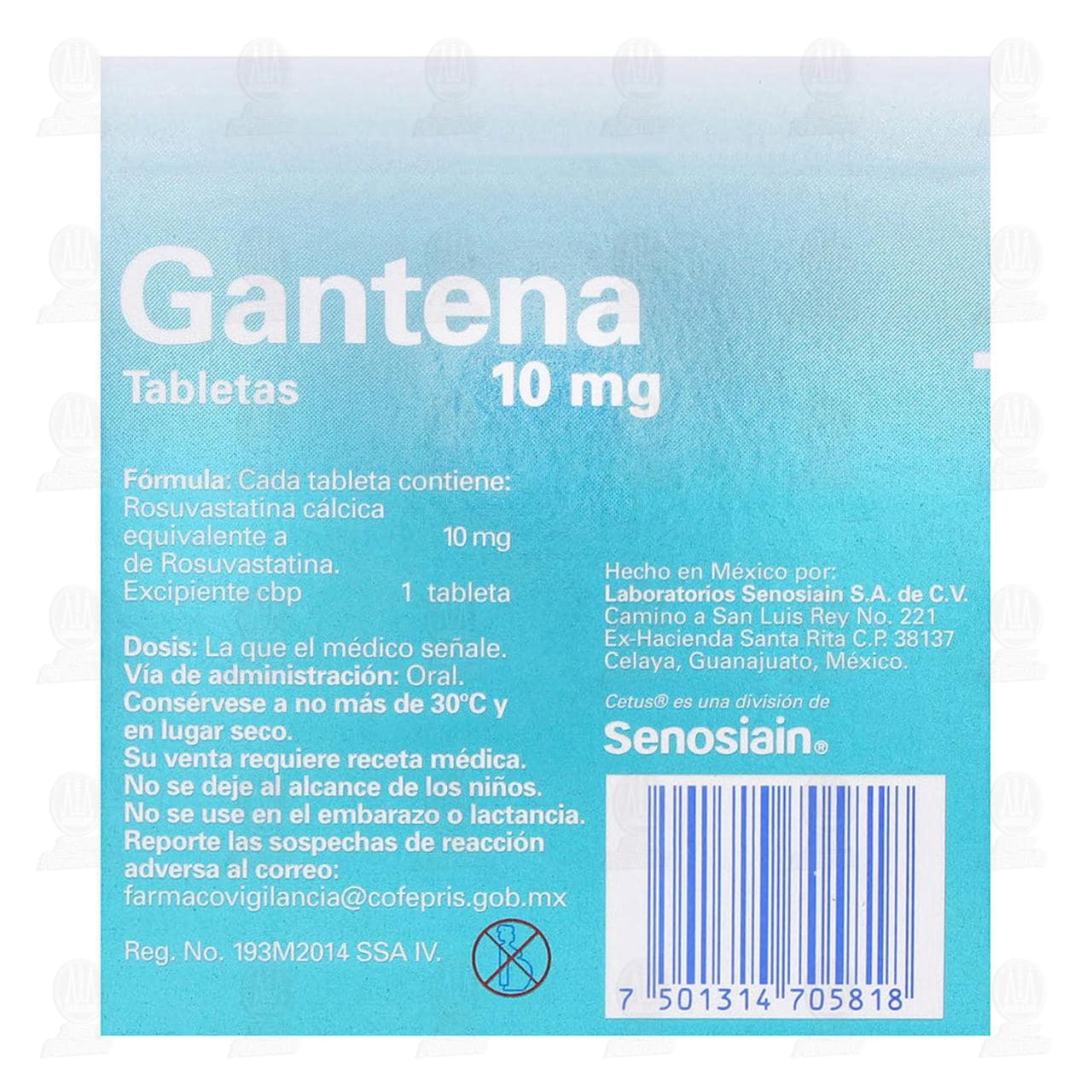 Gantena 10 mg, 30 Tabletas. image number 2