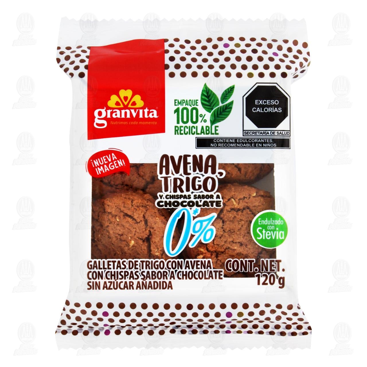 Imagen para Galletas Granvita con Avena, Trigo y Chispas Sabor a Chocolate, 120 gr.