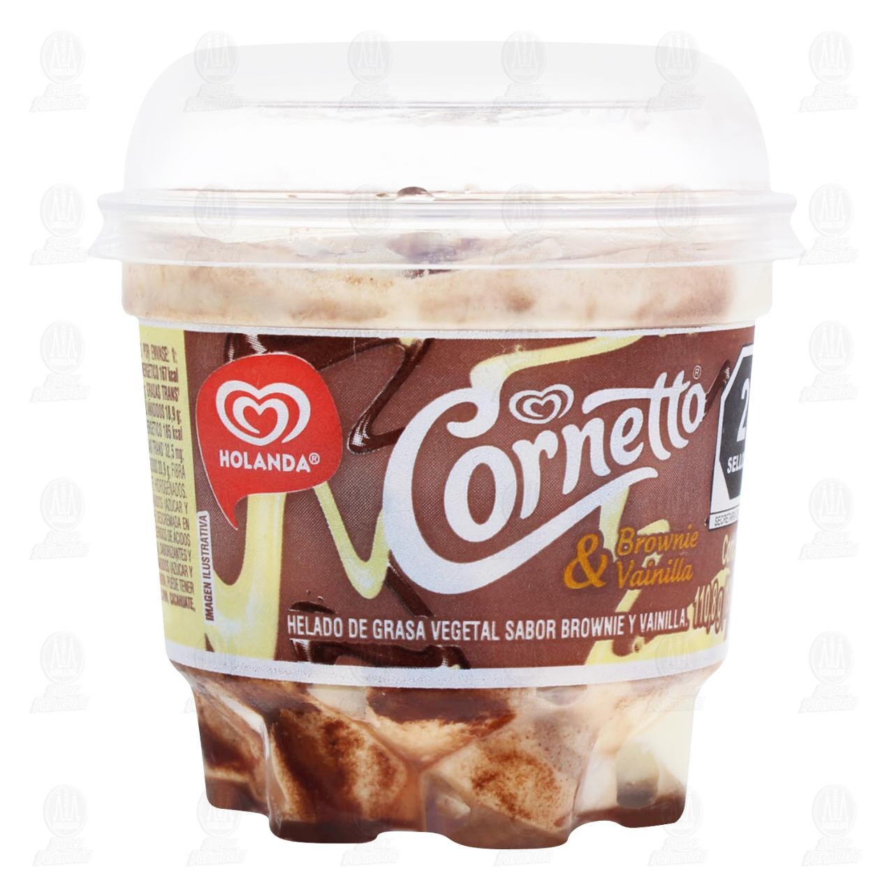 Helado Holanda Cornetto Sabor Brownie y Vainilla, 190 ml.