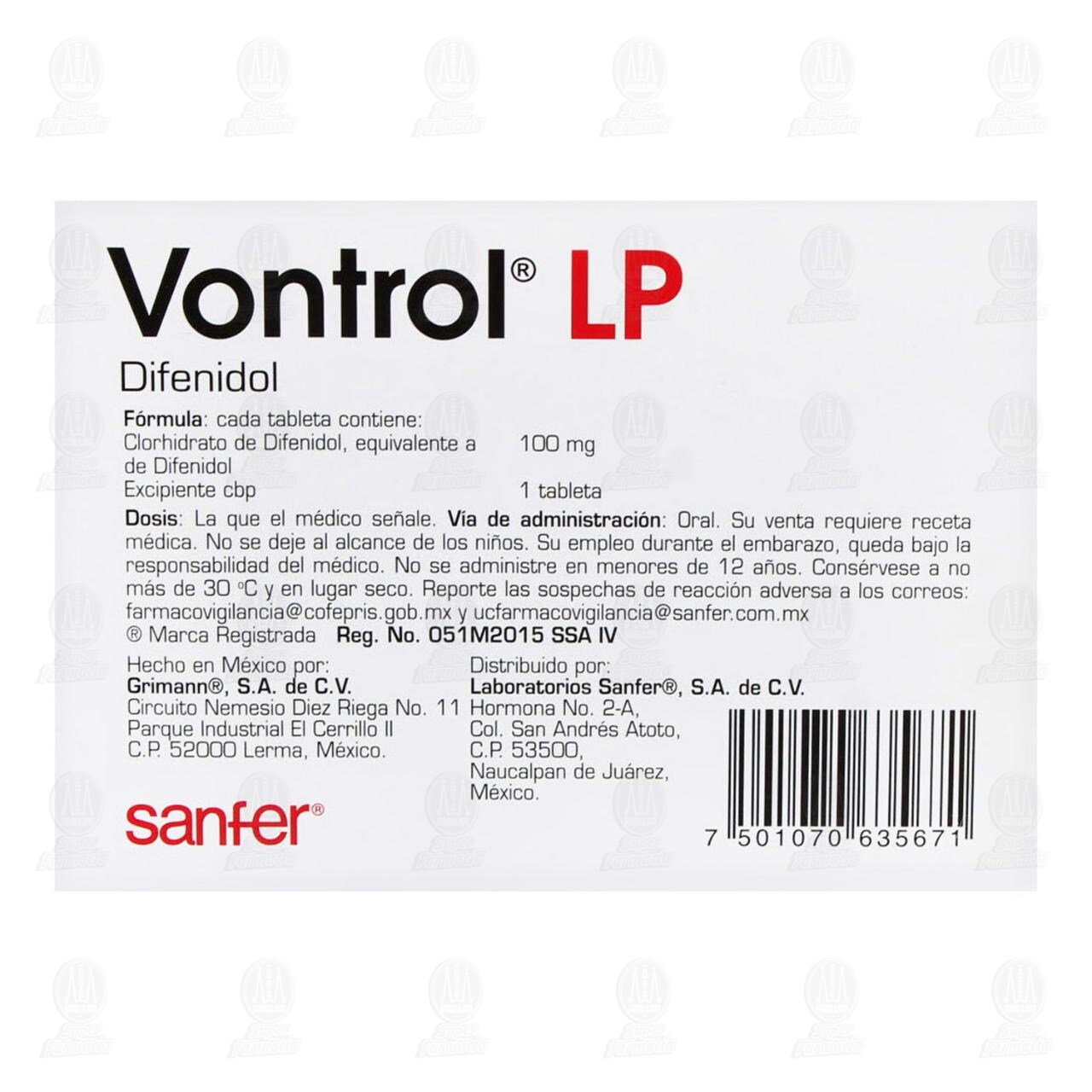 Vontrol LP 100 mg, 10 Tabletas. image number 2