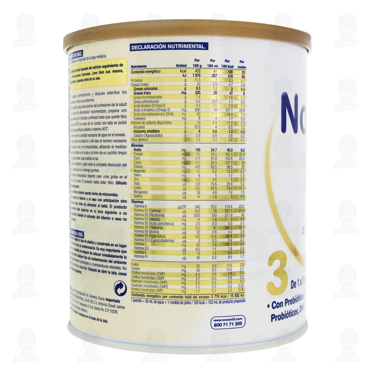 F&oacute;rmula L&aacute;ctea Novamil Symbiotic Premium Etapa 3 en Polvo (Edad 1-3 A&ntilde;os), 800 gr. image number 2