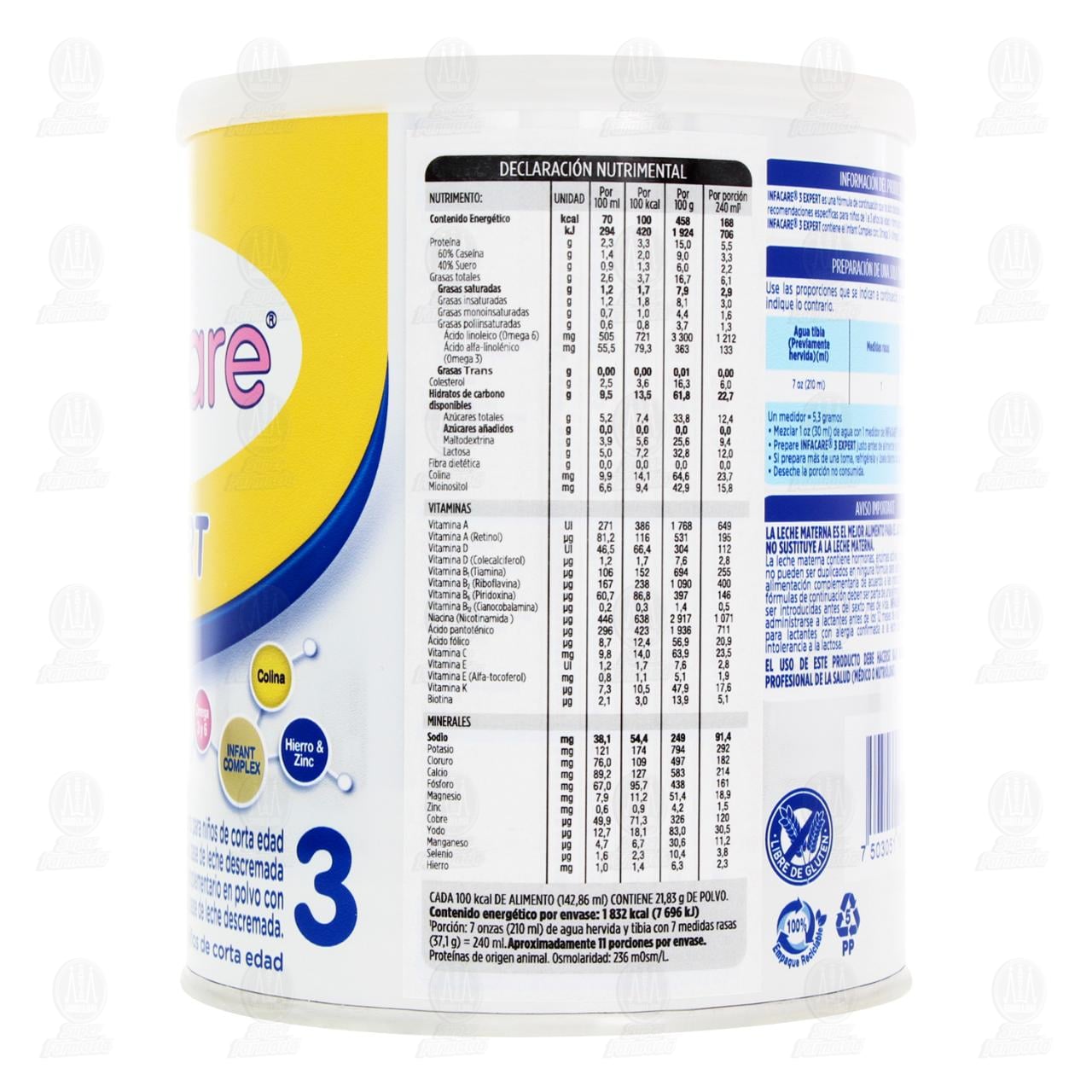 F&oacute;rmula Infantil Infacare Expert 3 en Polvo, 400 gr. image number 2
