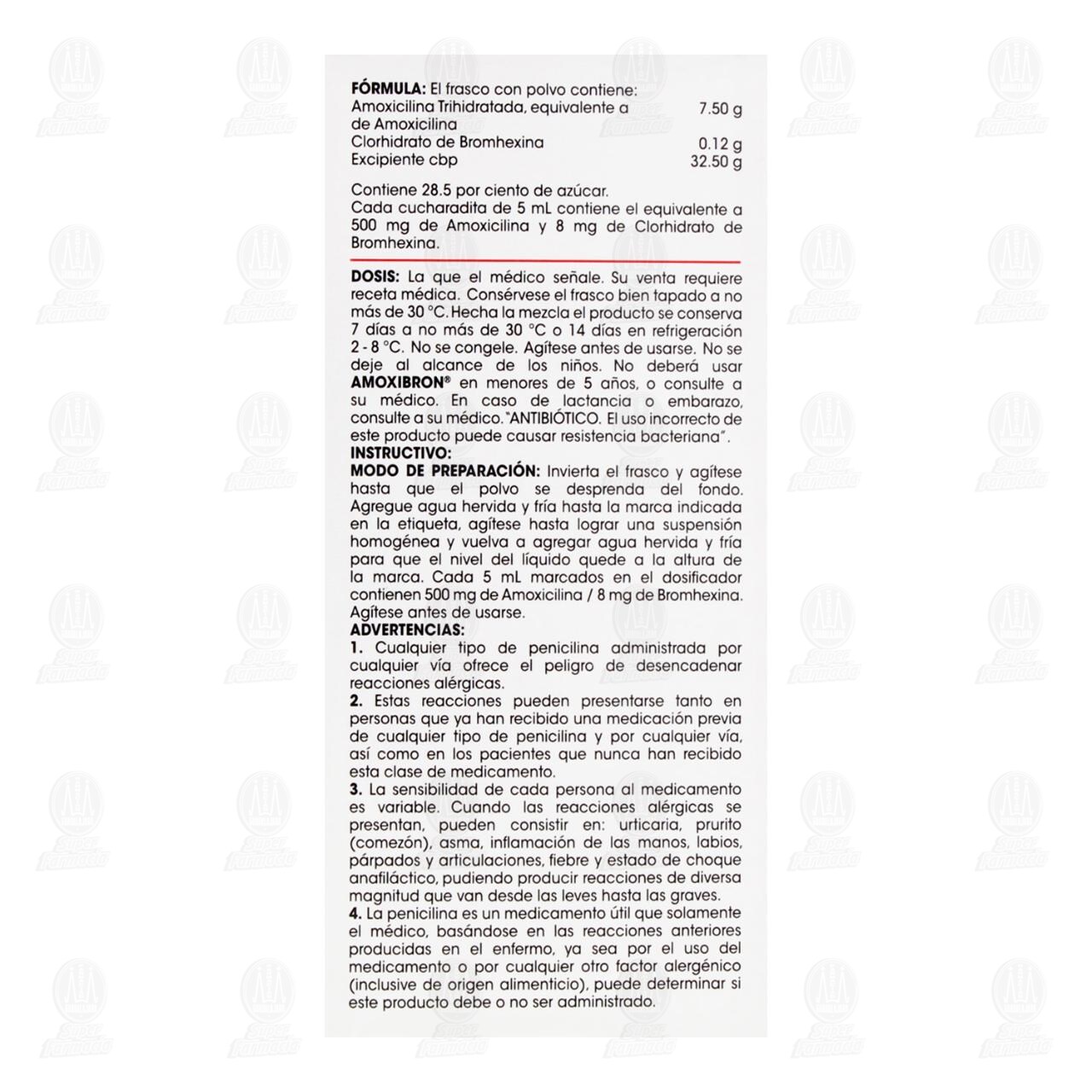 Amoxibron 500mg/8mg/5ml Suspensi&oacute;n Pedi&aacute;trica, 75 ml. image number 2