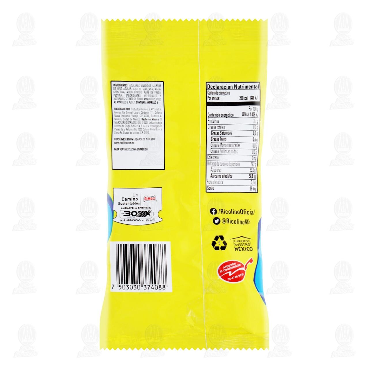 Ricolino Dulci Gomas Sabores Frutales, 63 gr. image number 1