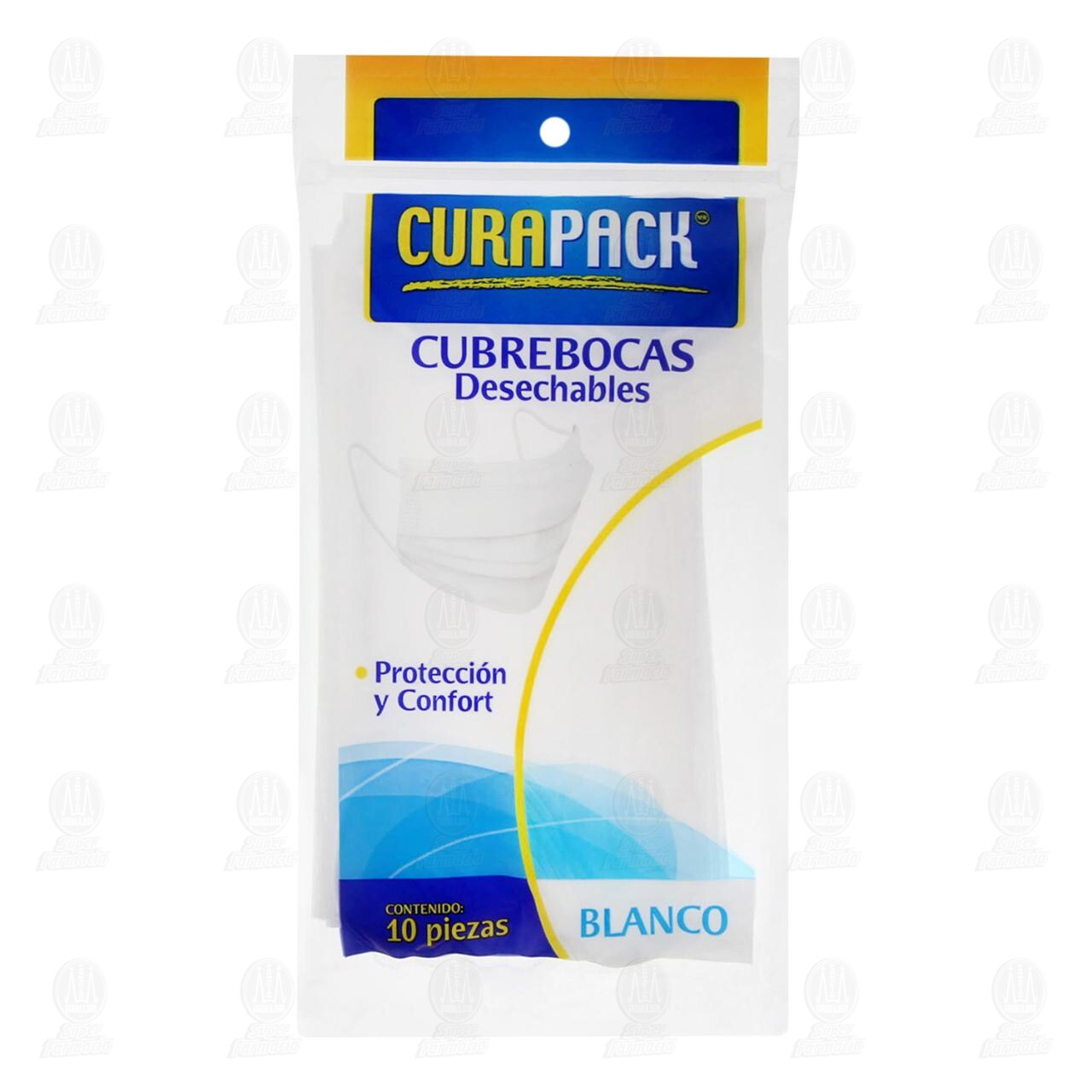 Cubrebocas Curapack Desechables Blanco, 10 pzas.