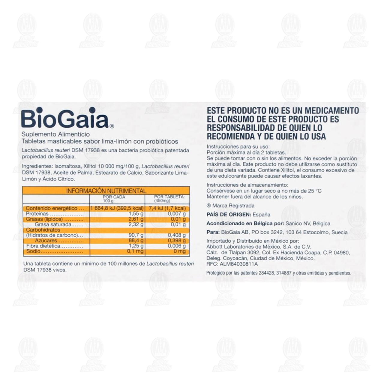 BioGaia 450 mg, 10 Tabletas. de BIOGAIA | Farmacias Guadalajara