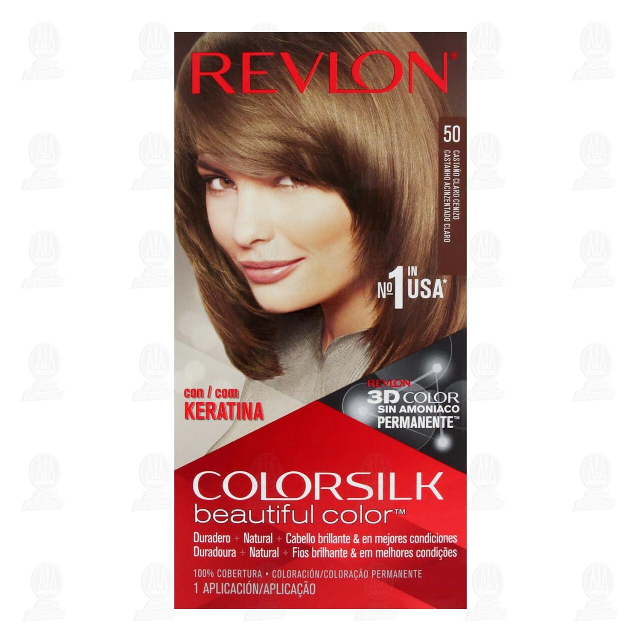 Tinte Revlon ColorSilk Beautiful Color Castaño Claro Cenizo (50), 1 pz. image number 1
