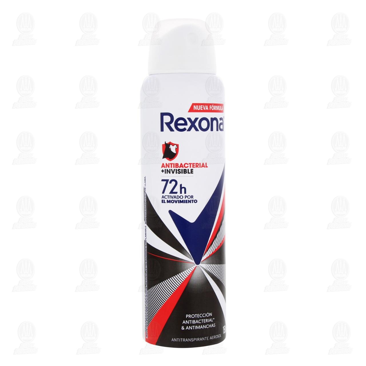 Antitranspirante Rexona Antibacterial + Invisible Women en Aerosol, 150 ml.