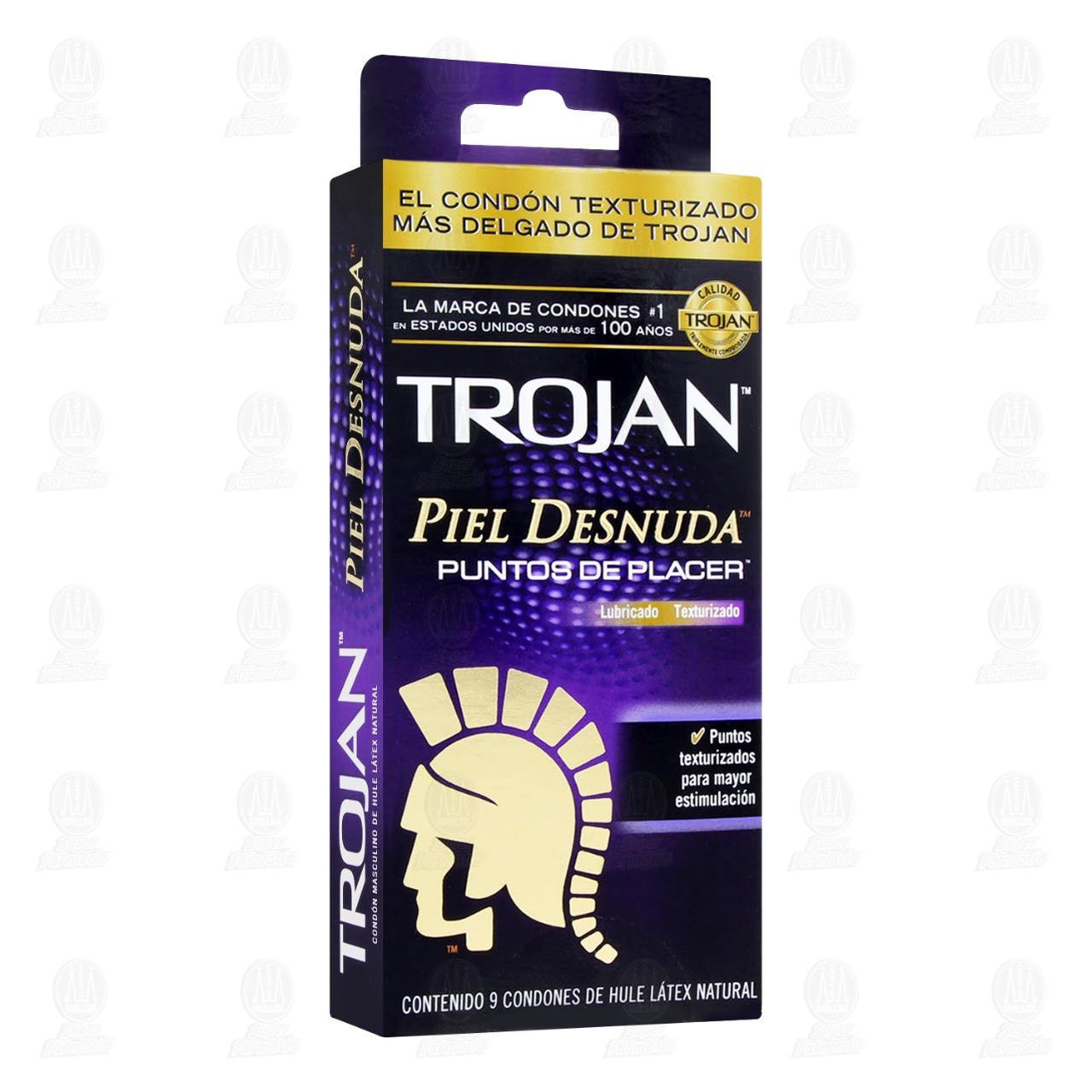 Preservativo Trojan Piel Desnuda Puntos de Placer, 9 pzas.