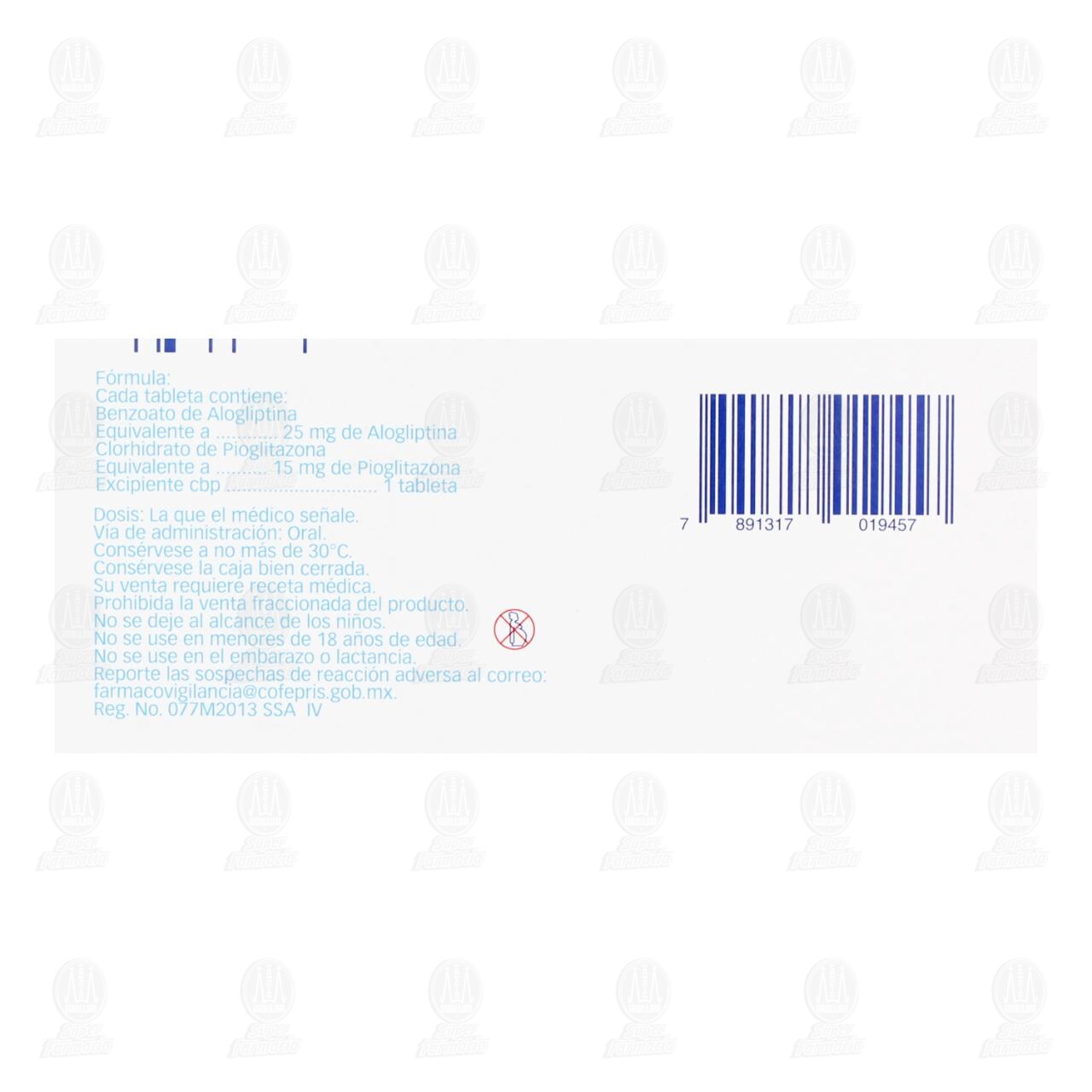 Incresina P 25mg/15mg, 28 Tabletas. image number 2