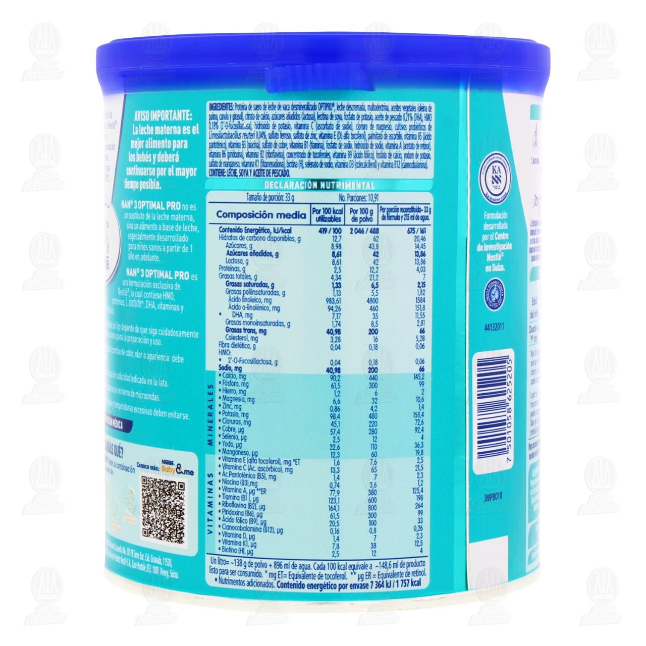 F&oacute;rmula Infantil NAN 3 Optimal Pro a partir de un A&ntilde;o, 360 gr. image number 2