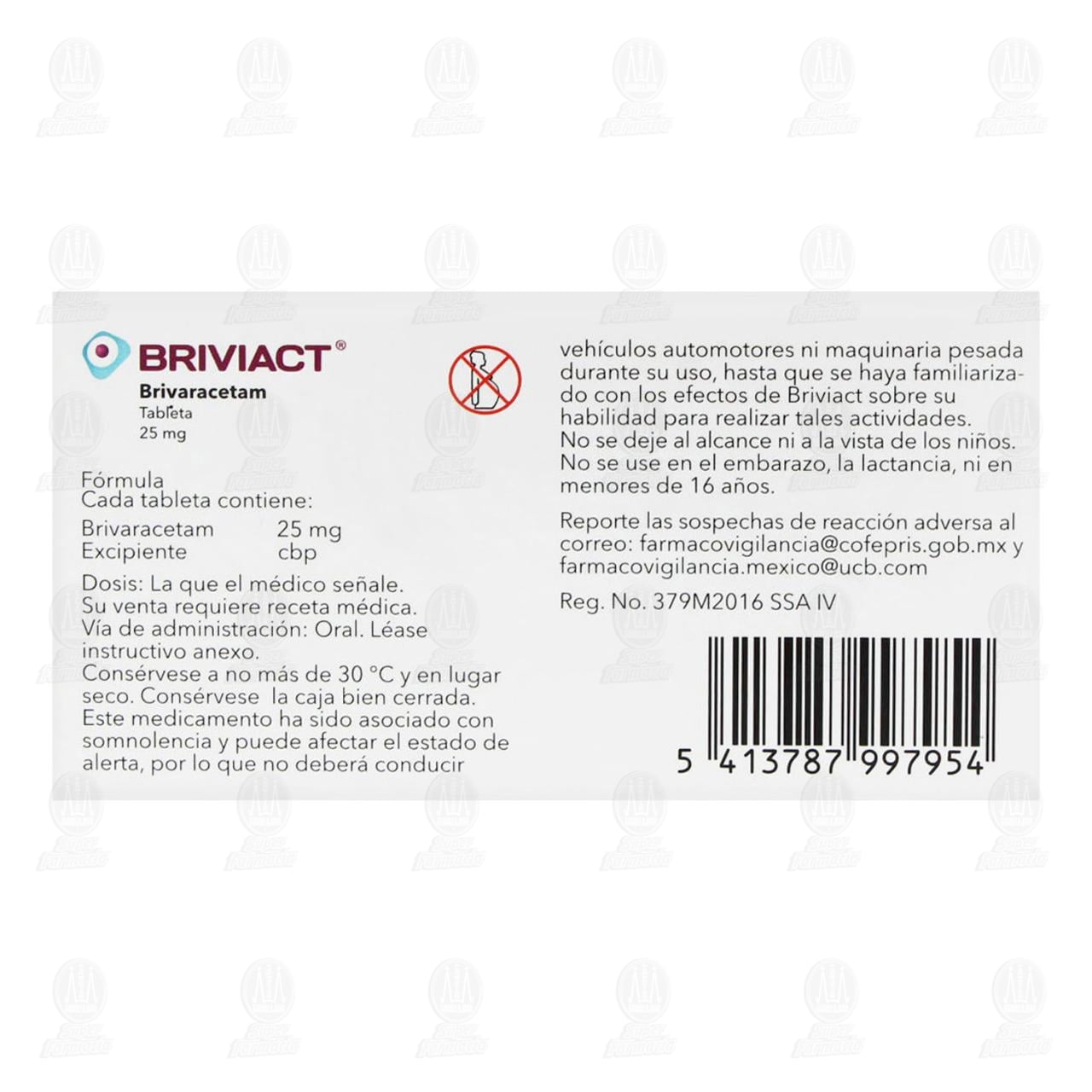 Briviact 25 mg, 28 Tabletas. image number 2