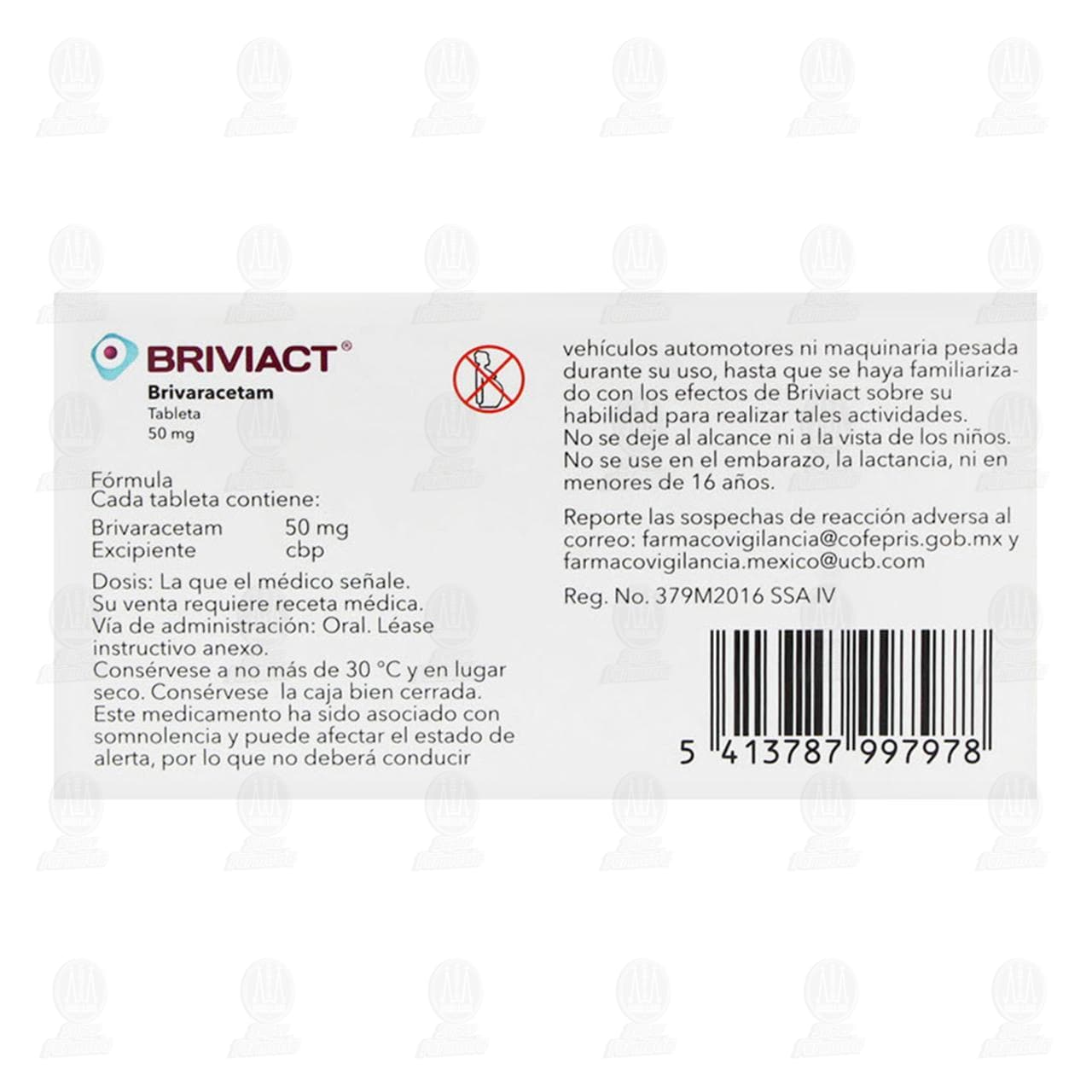 Briviact 50 mg, 28 Tabletas. image number 2
