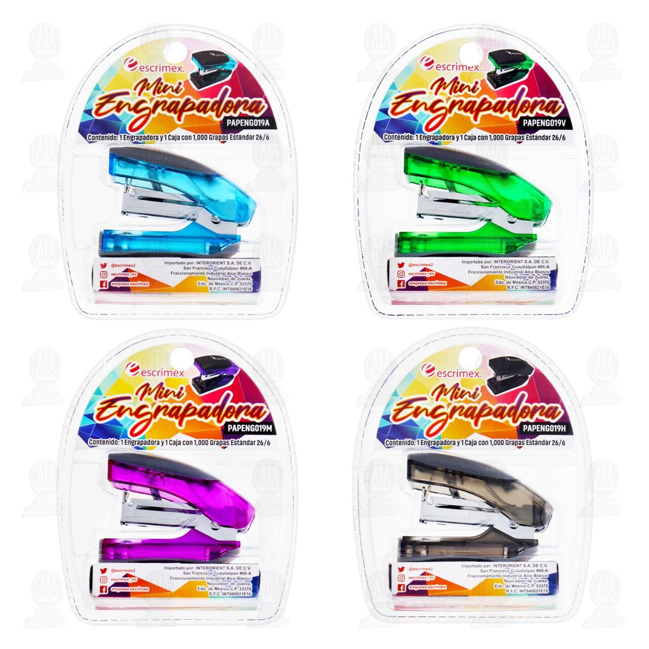 Pack Mini Engrapadora Escrimex Varios Colores + Grapas, 2 pzas. image number 2