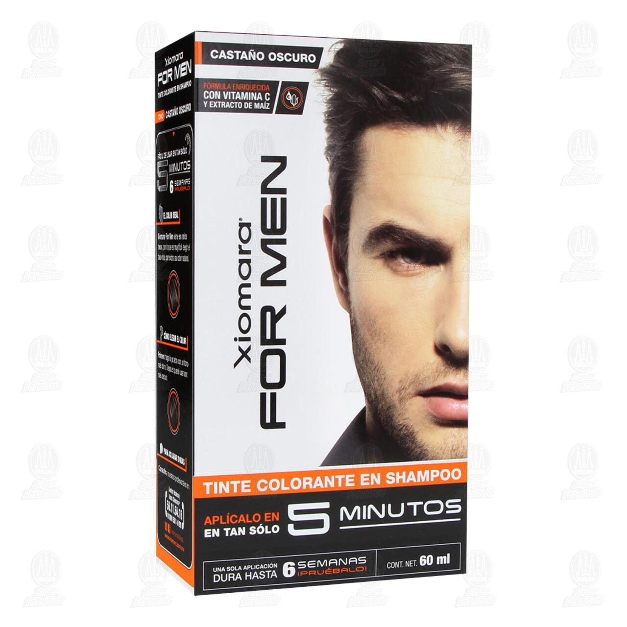 Tinte Shampoo Xiomara For Men Color Casta&ntilde;o Oscuro, 1 pz.
