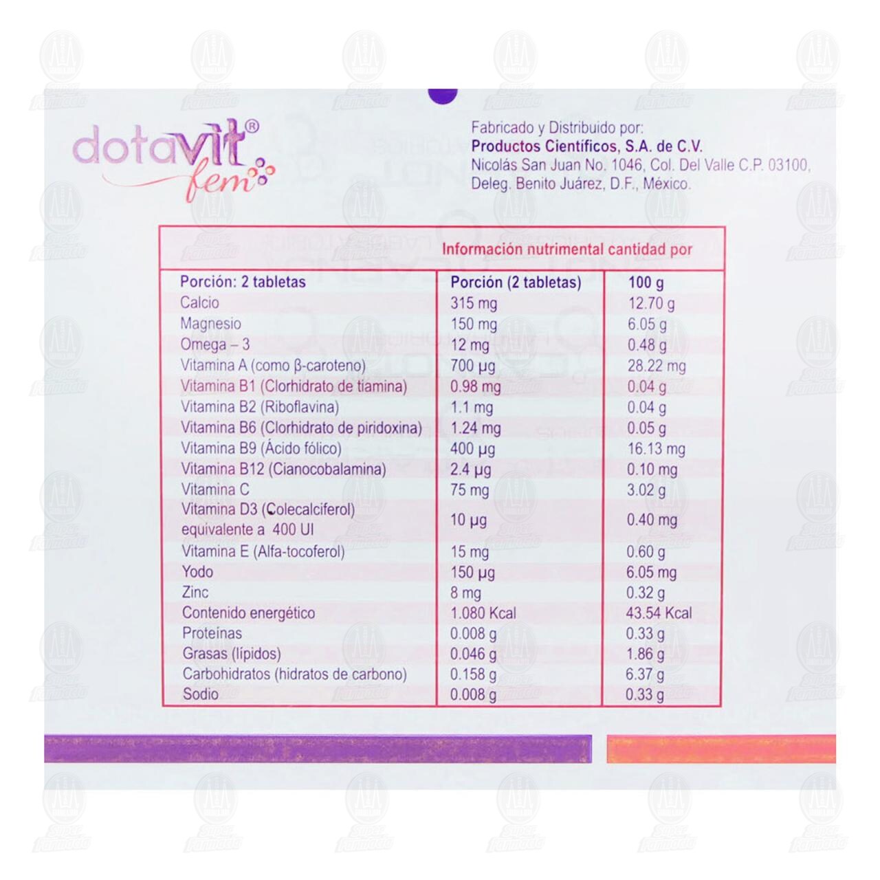 Dotavit Fem 1240 mg, 60 Tabletas. image number 2
