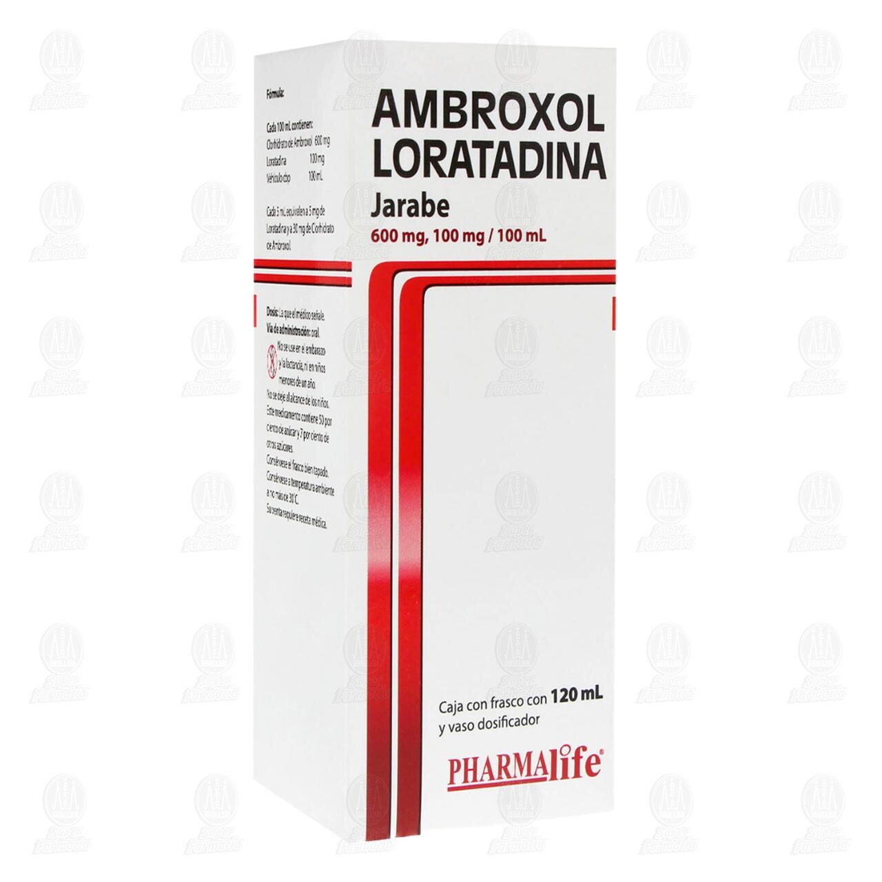 Ambroxol/Loratadina Jarabe 600mg/100mg/100ml, 120 ml Pharmalife.