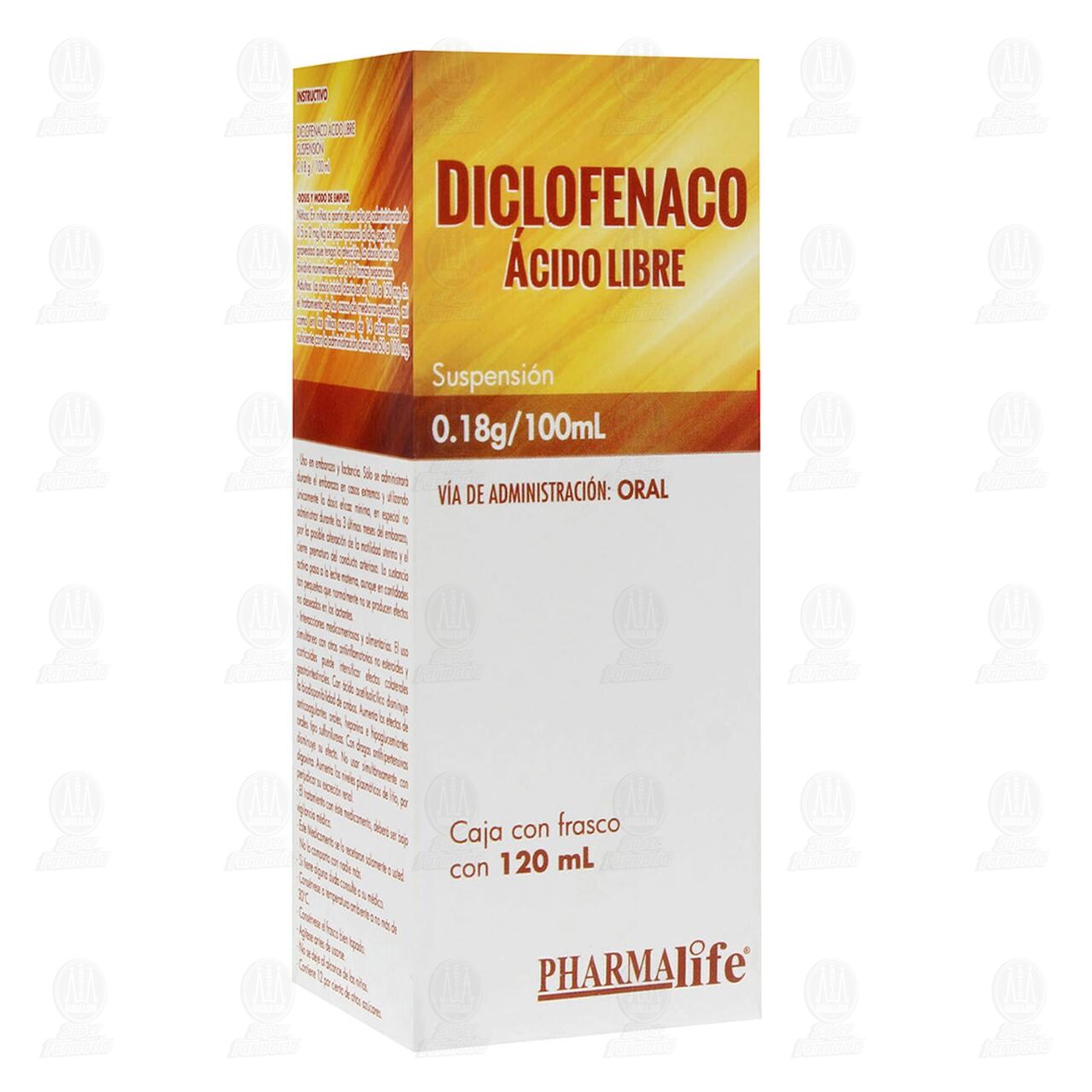 Diclofenaco &Aacute;cido Libre 0.18g/100ml Suspensi&oacute;n, 120 ml Pharmalife. image number 0