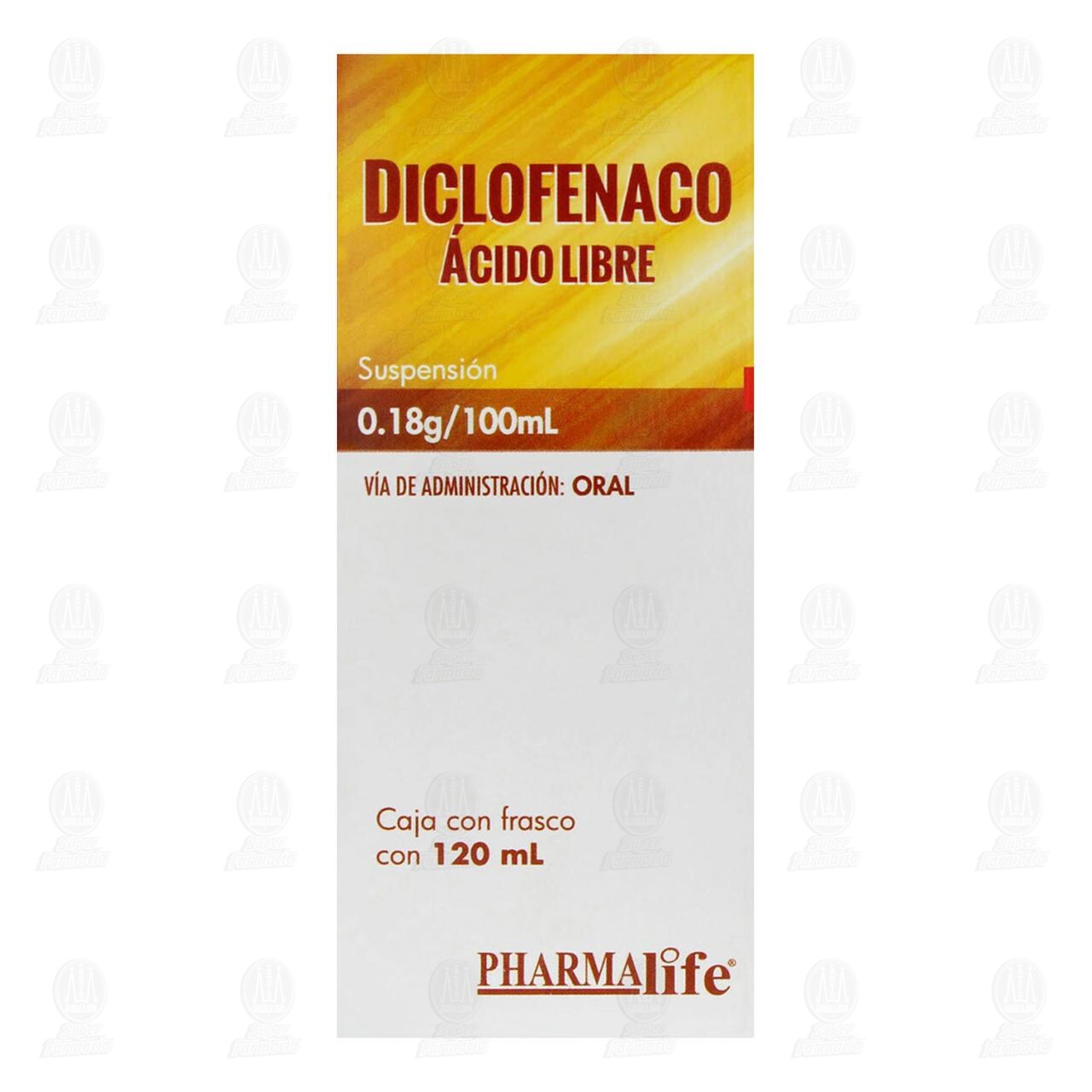 Diclofenaco &Aacute;cido Libre 0.18g/100ml Suspensi&oacute;n, 120 ml Pharmalife. image number 1