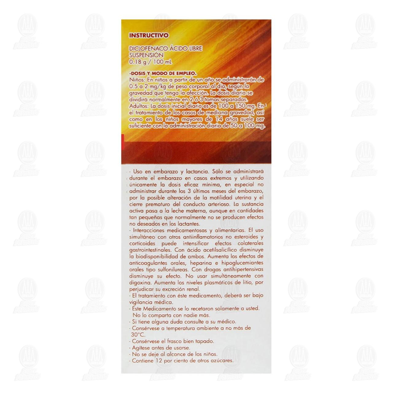 Diclofenaco &Aacute;cido Libre 0.18g/100ml Suspensi&oacute;n, 120 ml Pharmalife. image number 3