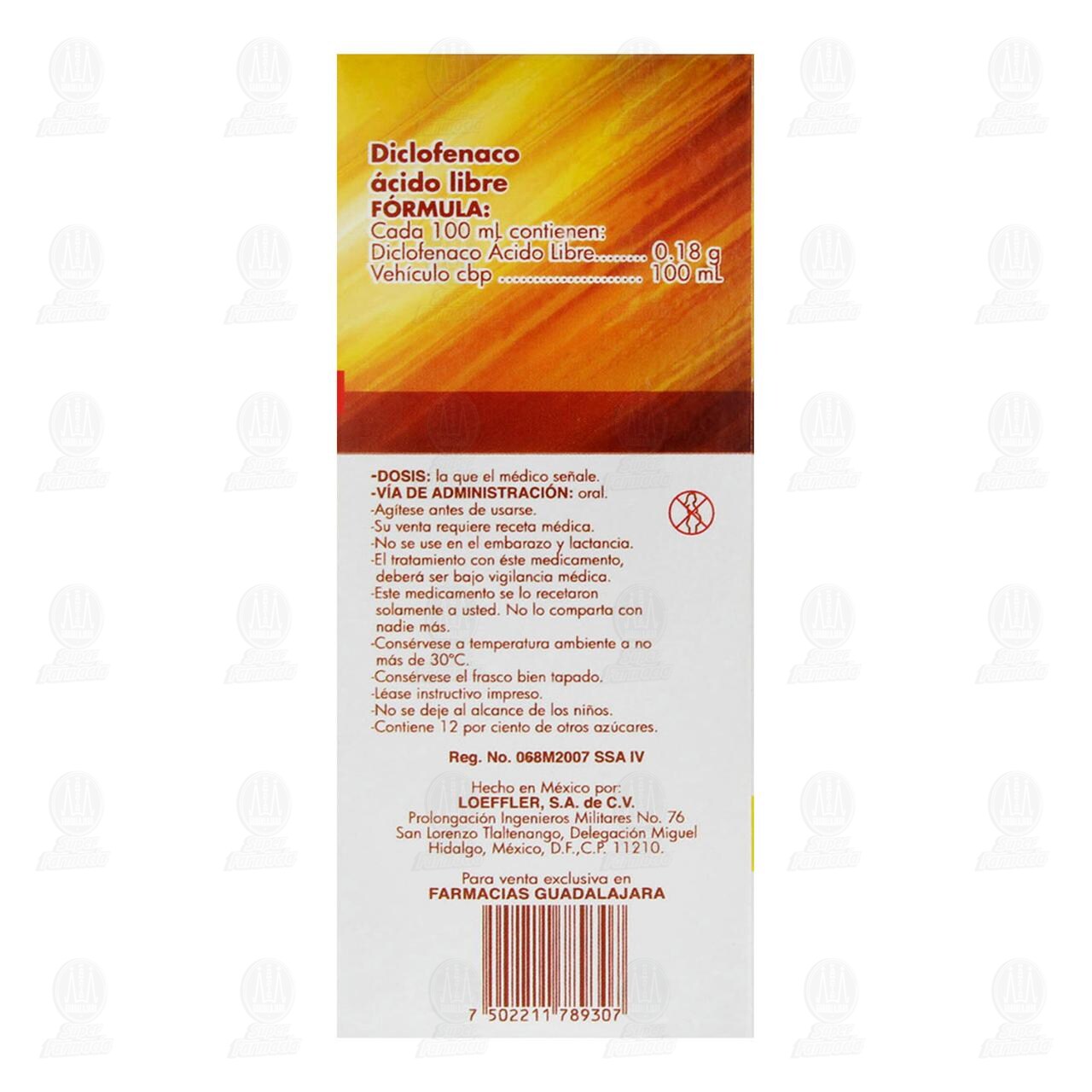 Diclofenaco &Aacute;cido Libre 0.18g/100ml Suspensi&oacute;n, 120 ml Pharmalife. image number 2