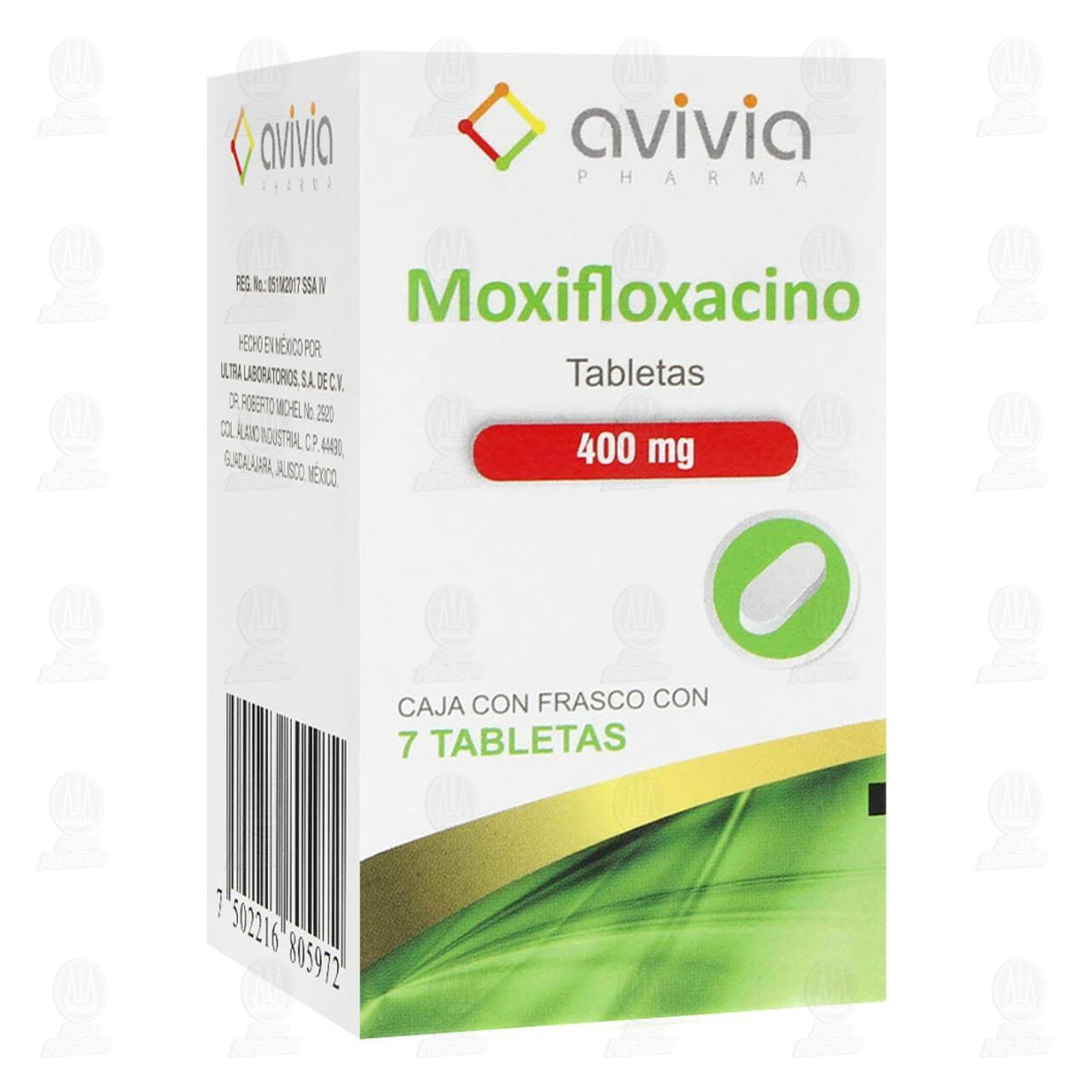 Moxifloxacino 400 mg, 7 Tabletas Avivia Pharma. image number 0