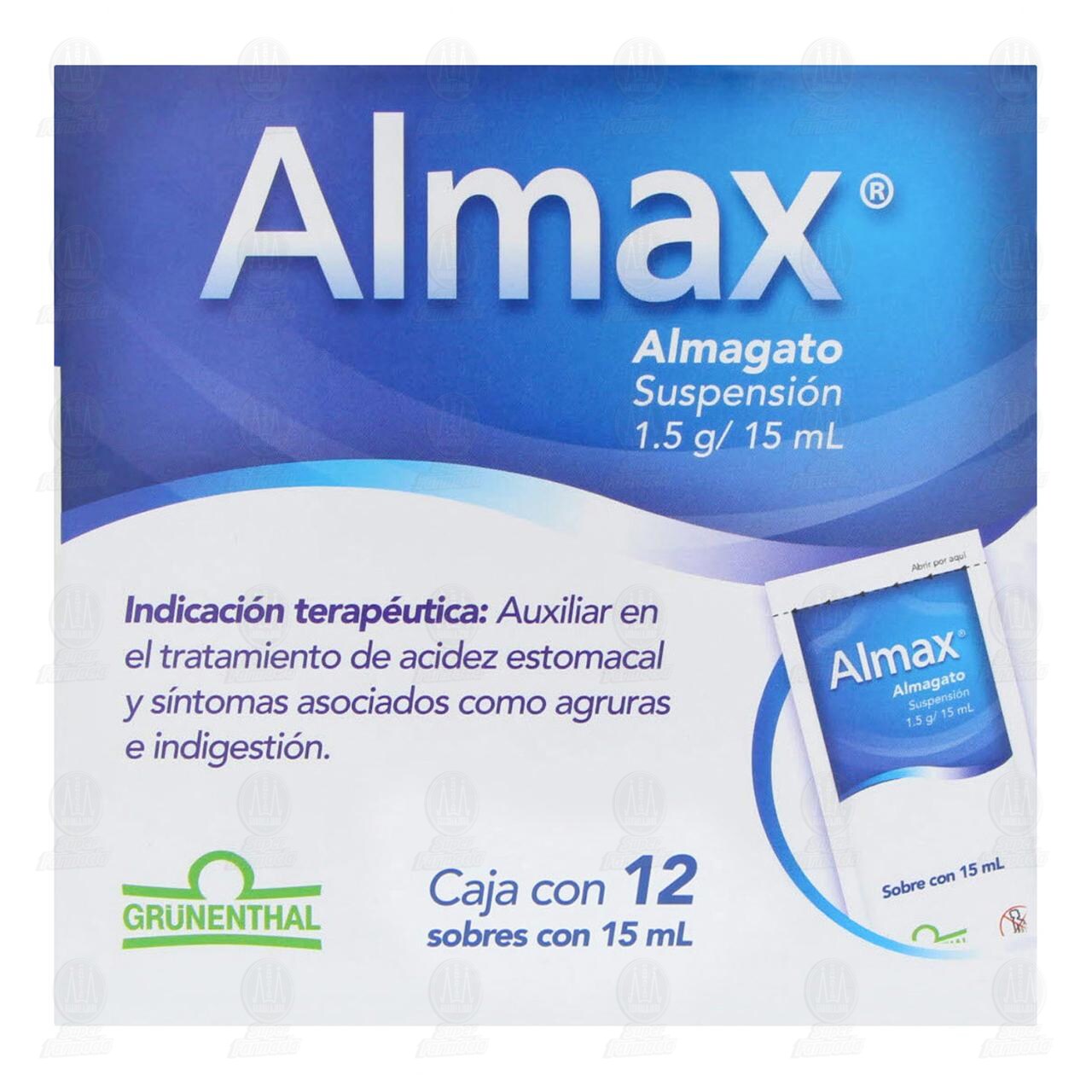 Almax 1.5 gr Suspensi&oacute;n, 12 Sobres de 15 ml c/u. image number 1