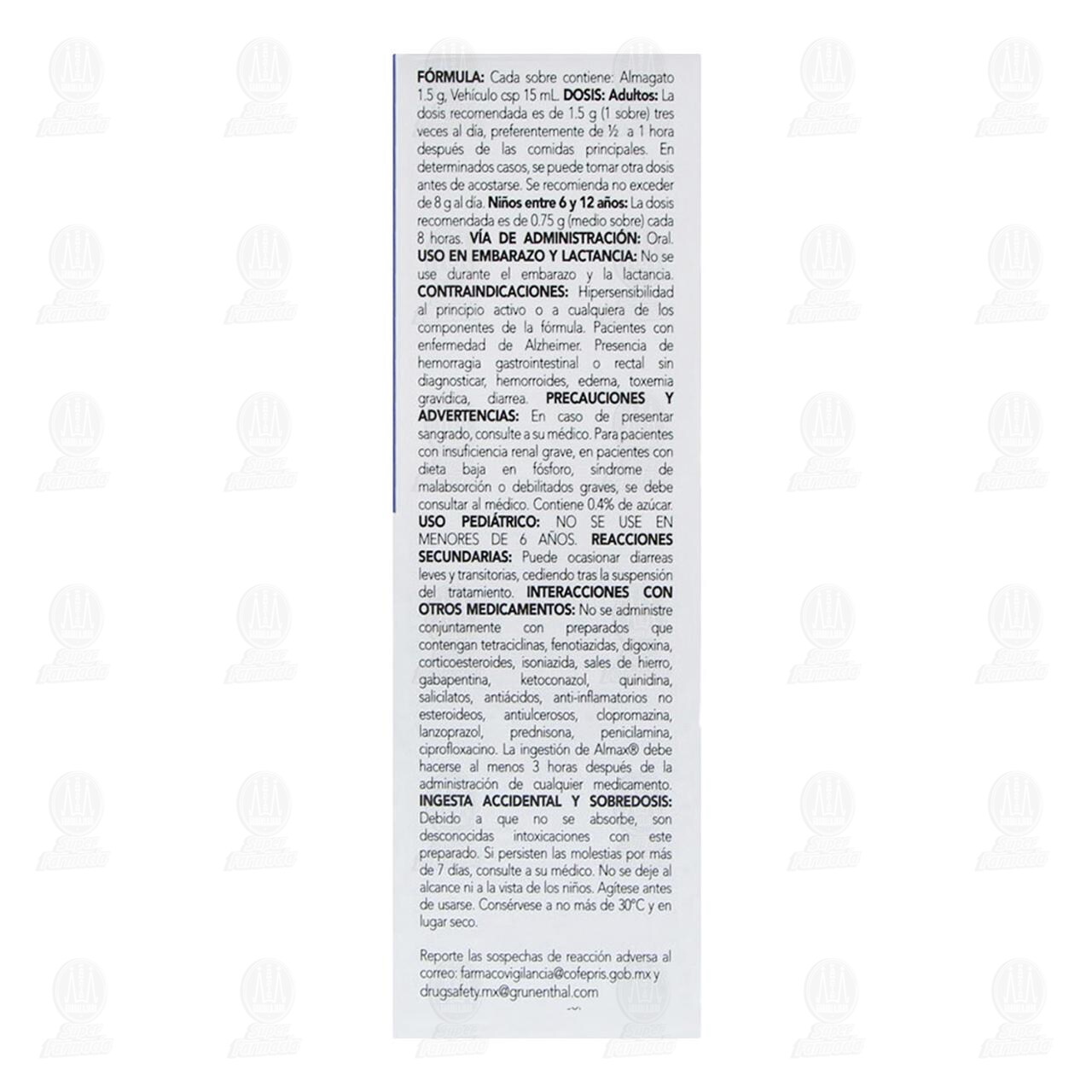 Almax 1.5 gr Suspensi&oacute;n, 12 Sobres de 15 ml c/u. image number 2