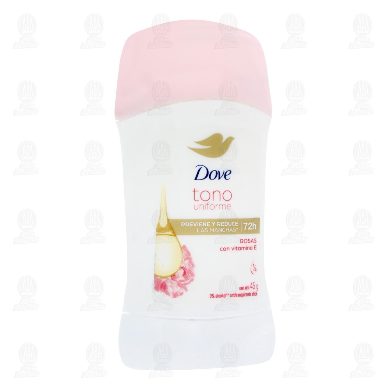Antitranspirante Dove Tono Uniforme Rosas en Barra, 45 gr.