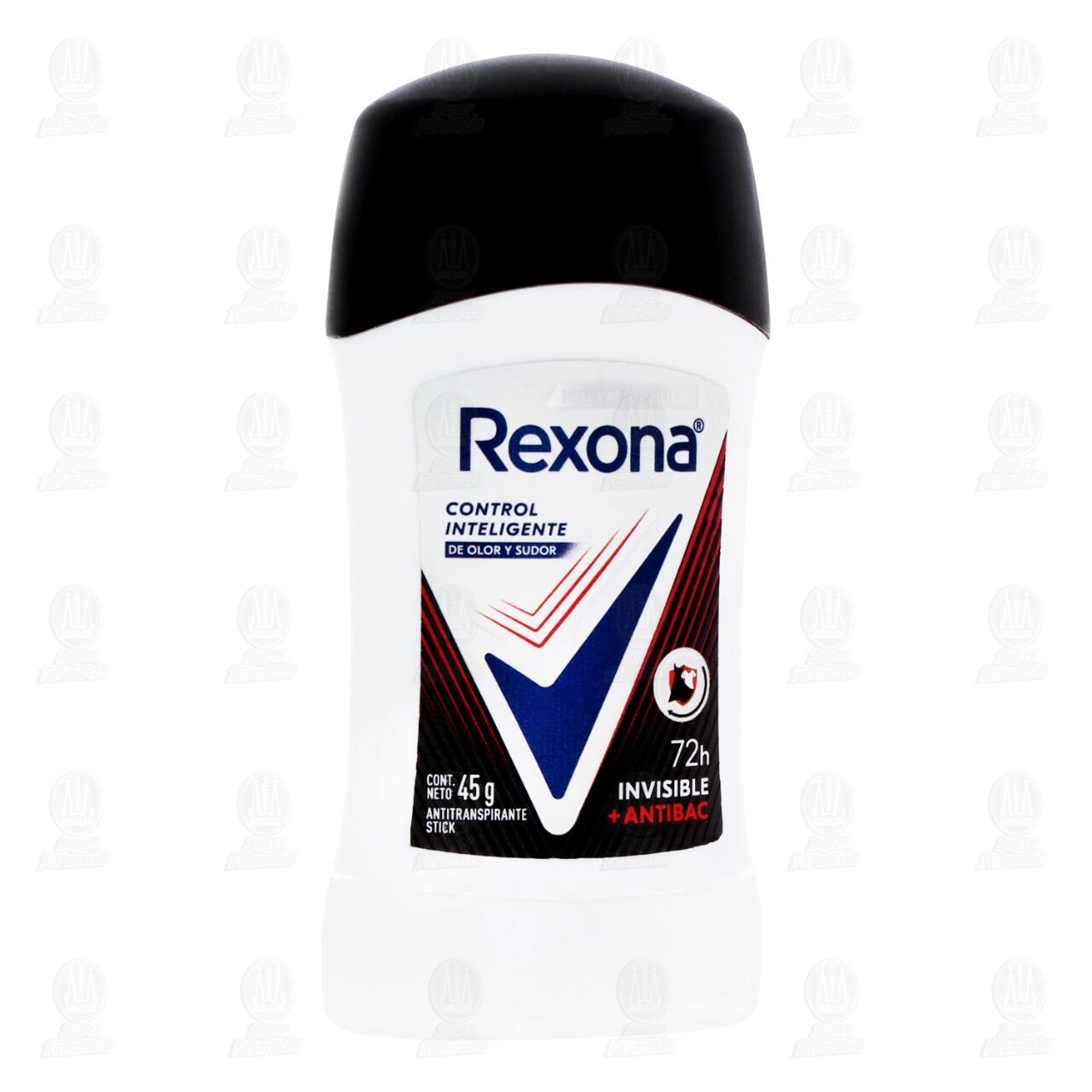 Antitranspirante Rexona Invisible + Antibac en Barra, 45 gr.