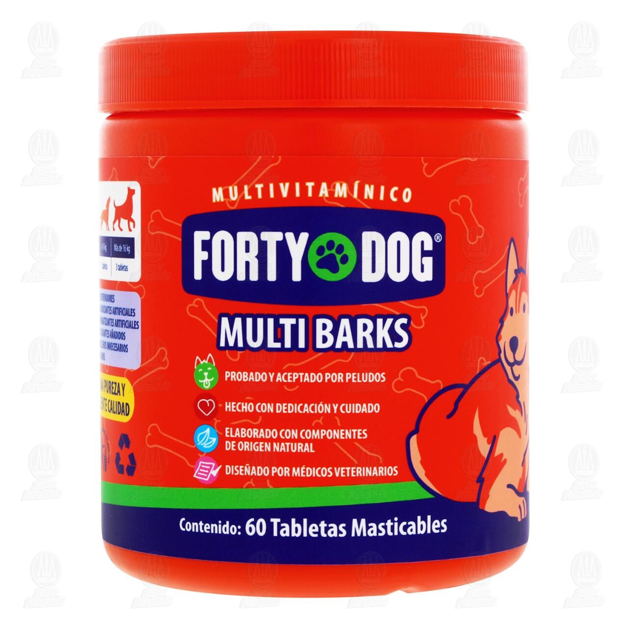 Multivitam&iacute;nico Forty Dog Multi Barks para Perro, 60 Tabletas Masticables. image number 1