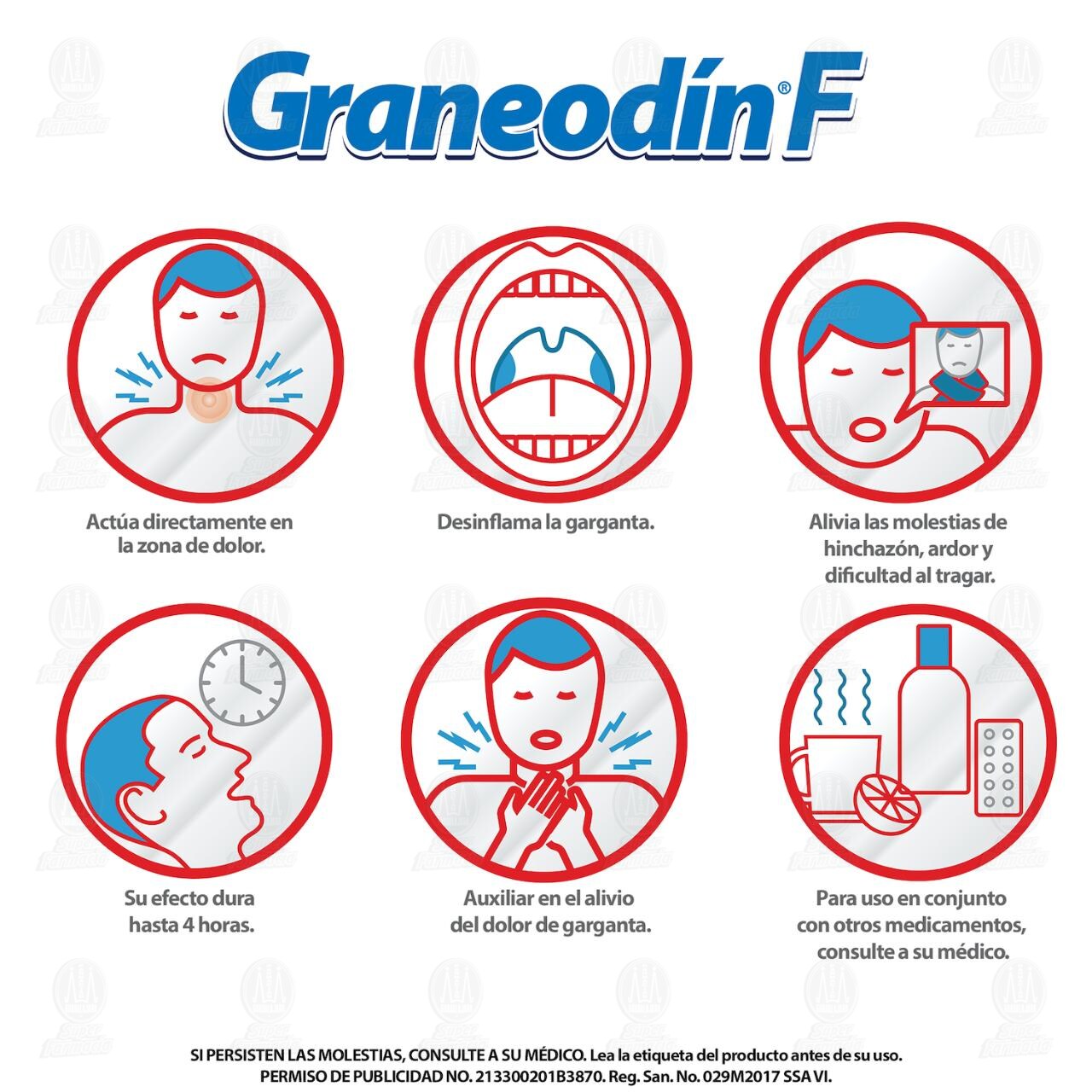 Graneodín F Sabor Miel Limón, 16 Pastillas. image number 3