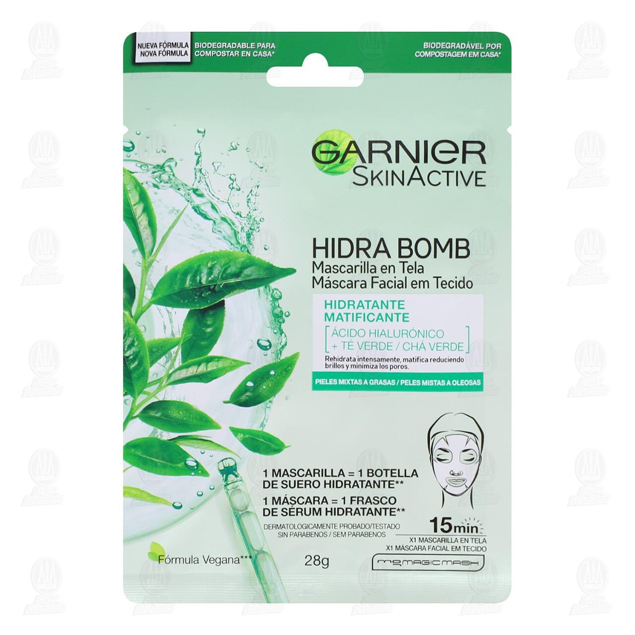 Mascarilla en Tela Garnier Skin Active Hidra Bomb Hidratante Matificante, 1 pz. image number 0