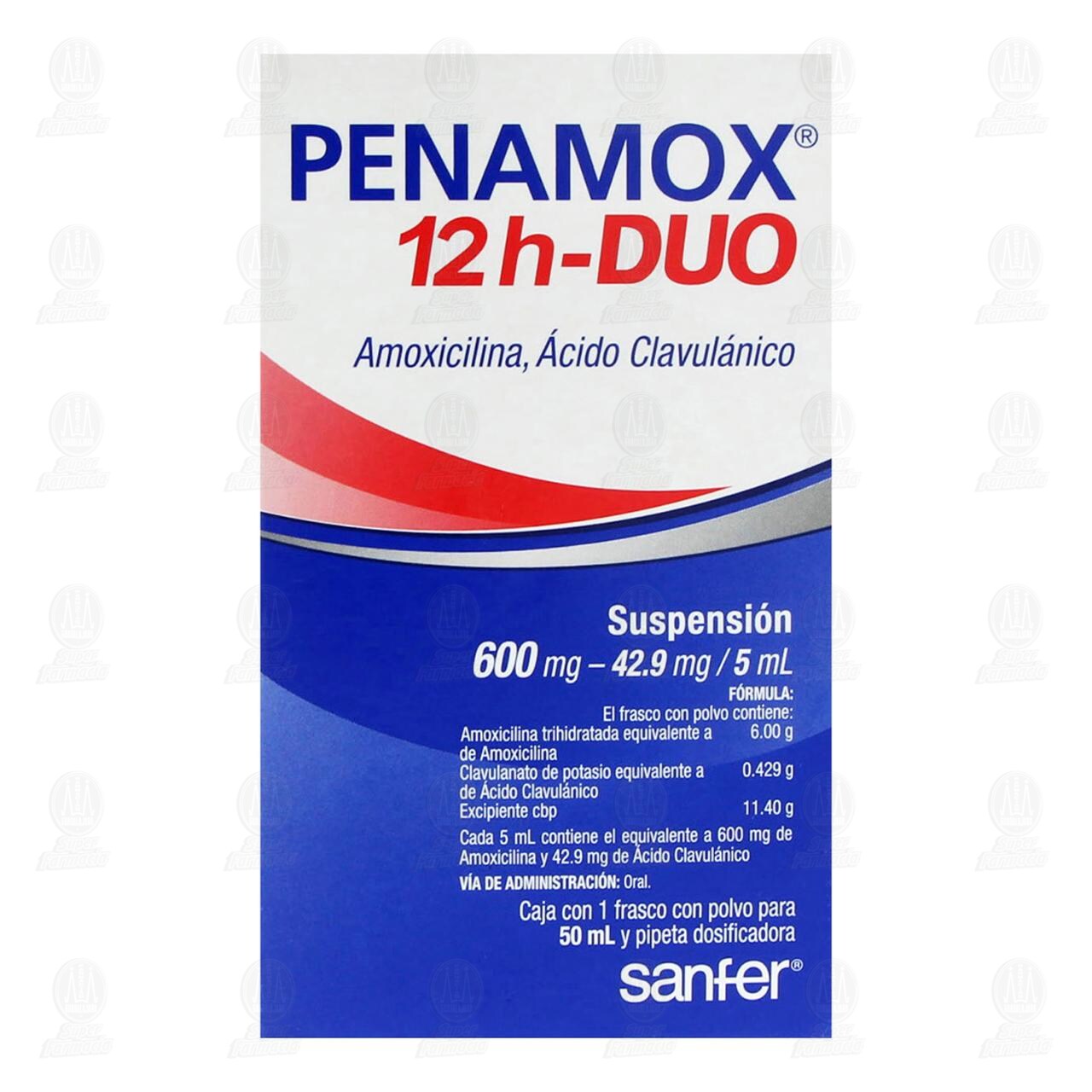 Penamox 12h-Duo 600mg/42.9mg/5ml, Suspensi&oacute;n 50 ml. image number 2
