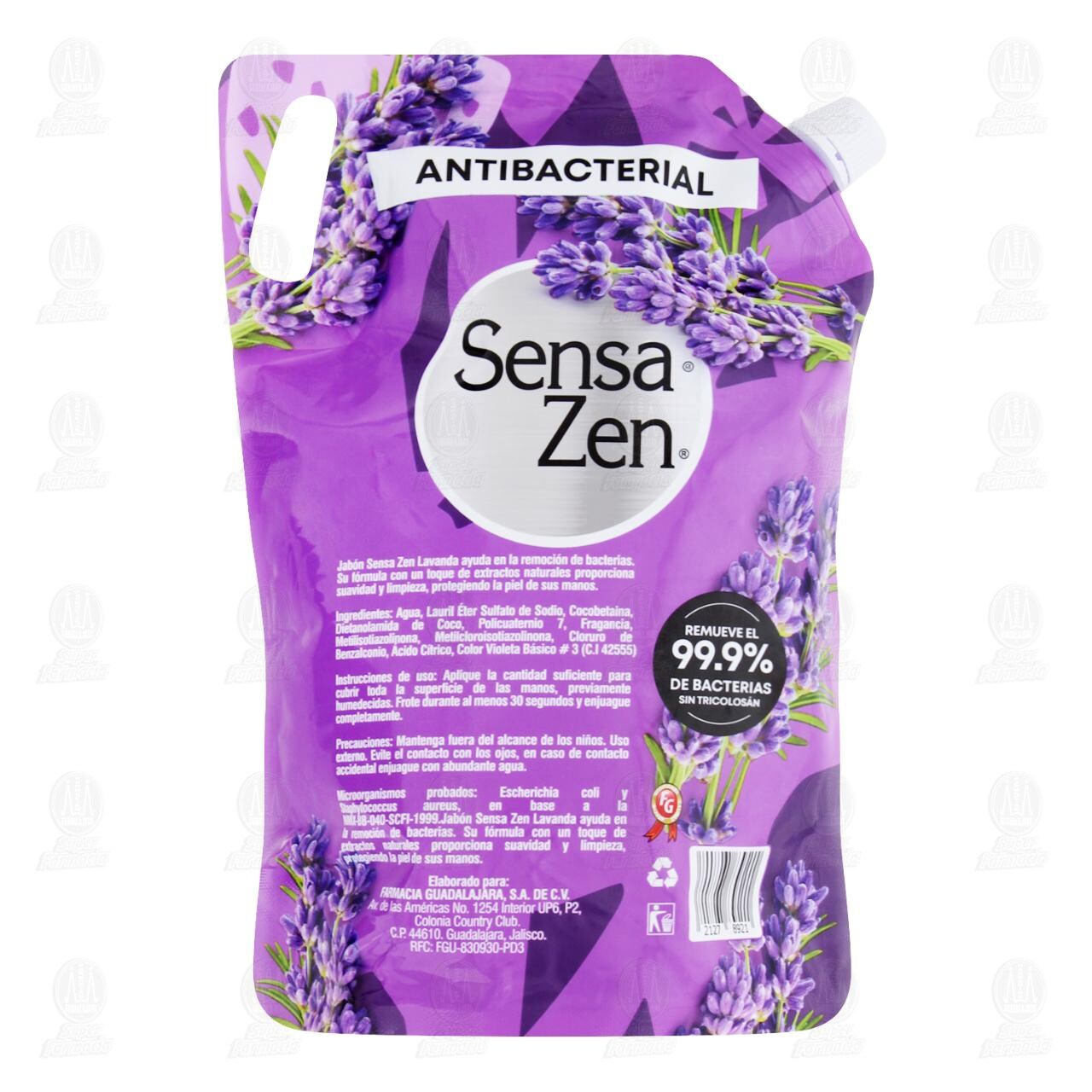 Jab&oacute;n L&iacute;quido para Manos Sensa Zen Antibacterial Lavanda, 1.1 l. image number 1
