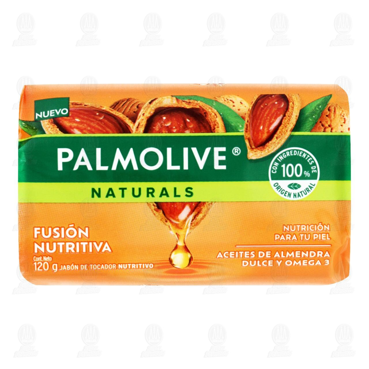 Jabón en Barra Palmolive Naturals Fusión Nutritiva Aceites de Almendra Dulce y Omega 3, 120 gr.