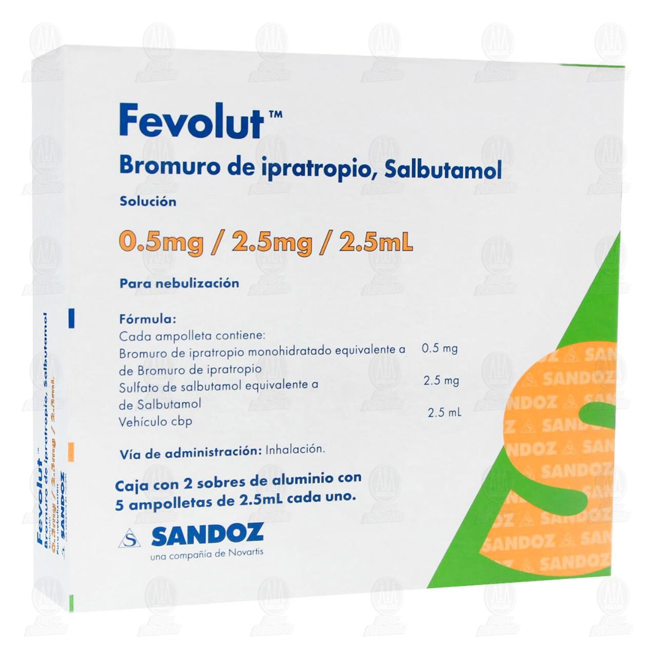 Fevolut 0.5mg/2.5mg/2.5ml 2 Sobres, con 5 Ampolletas de 2.5ml c/u. image number 0