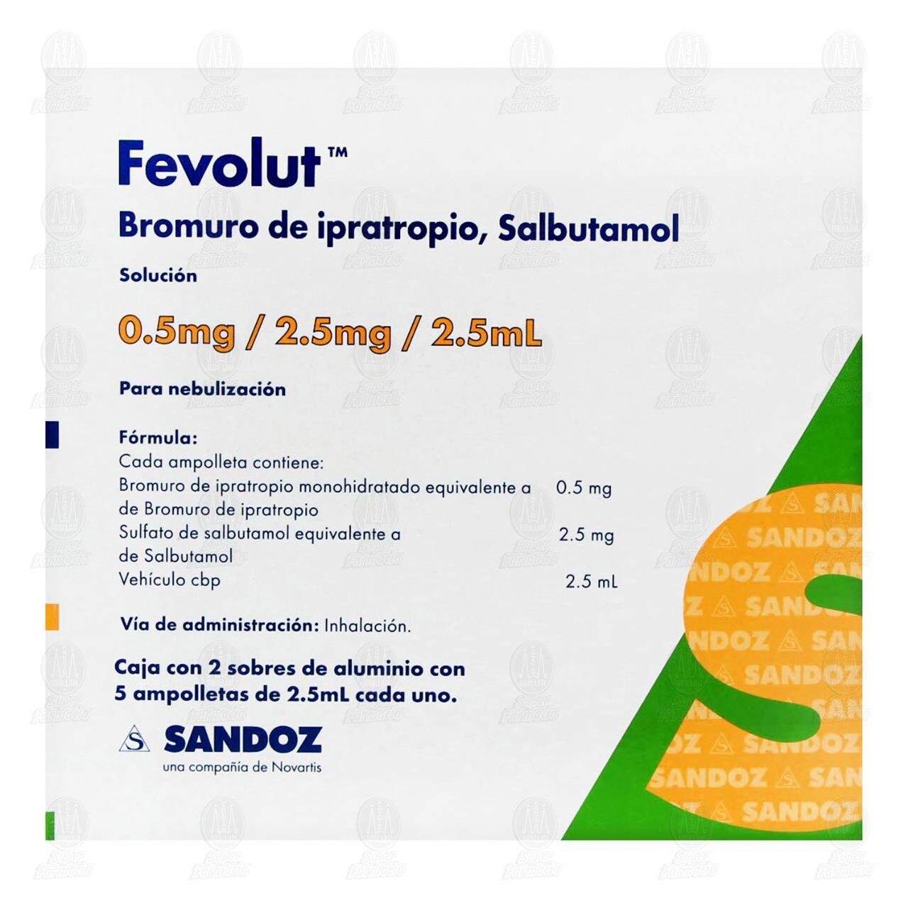 Fevolut 0.5mg/2.5mg/2.5ml 2 Sobres, con 5 Ampolletas de 2.5ml c/u. image number 1