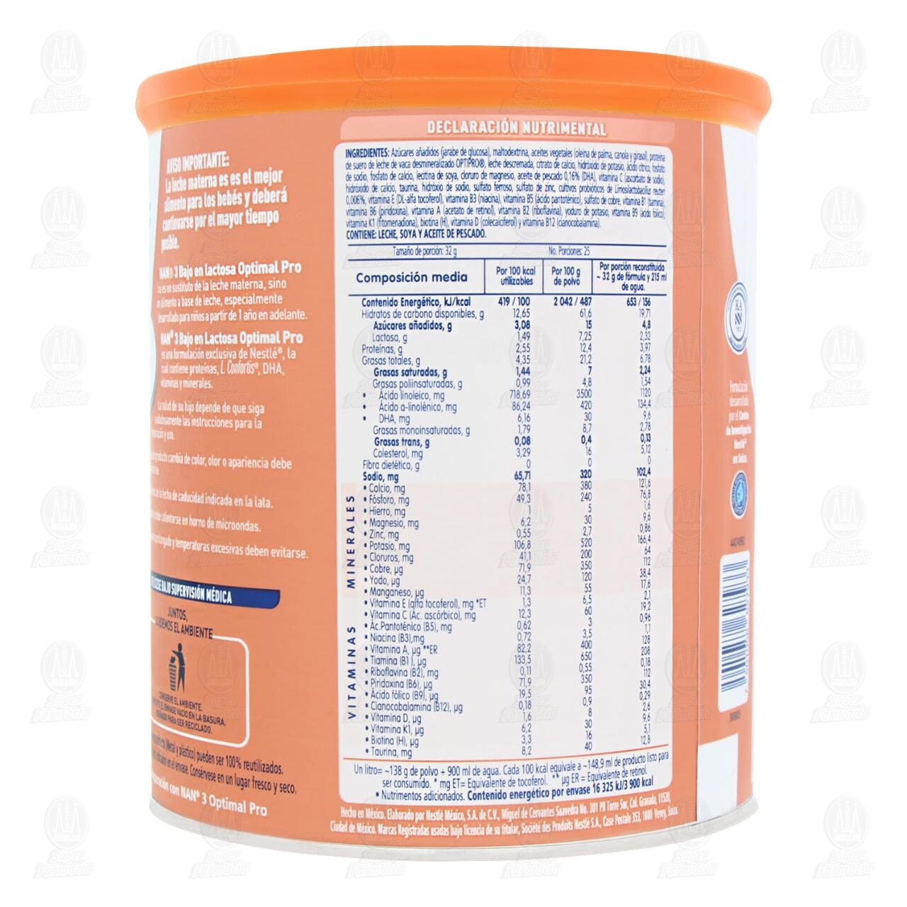 Fórmula Infantil NAN 3 Optimal Pro Baja en Lactosa a Partir de un Año, 800 gr. image number 2