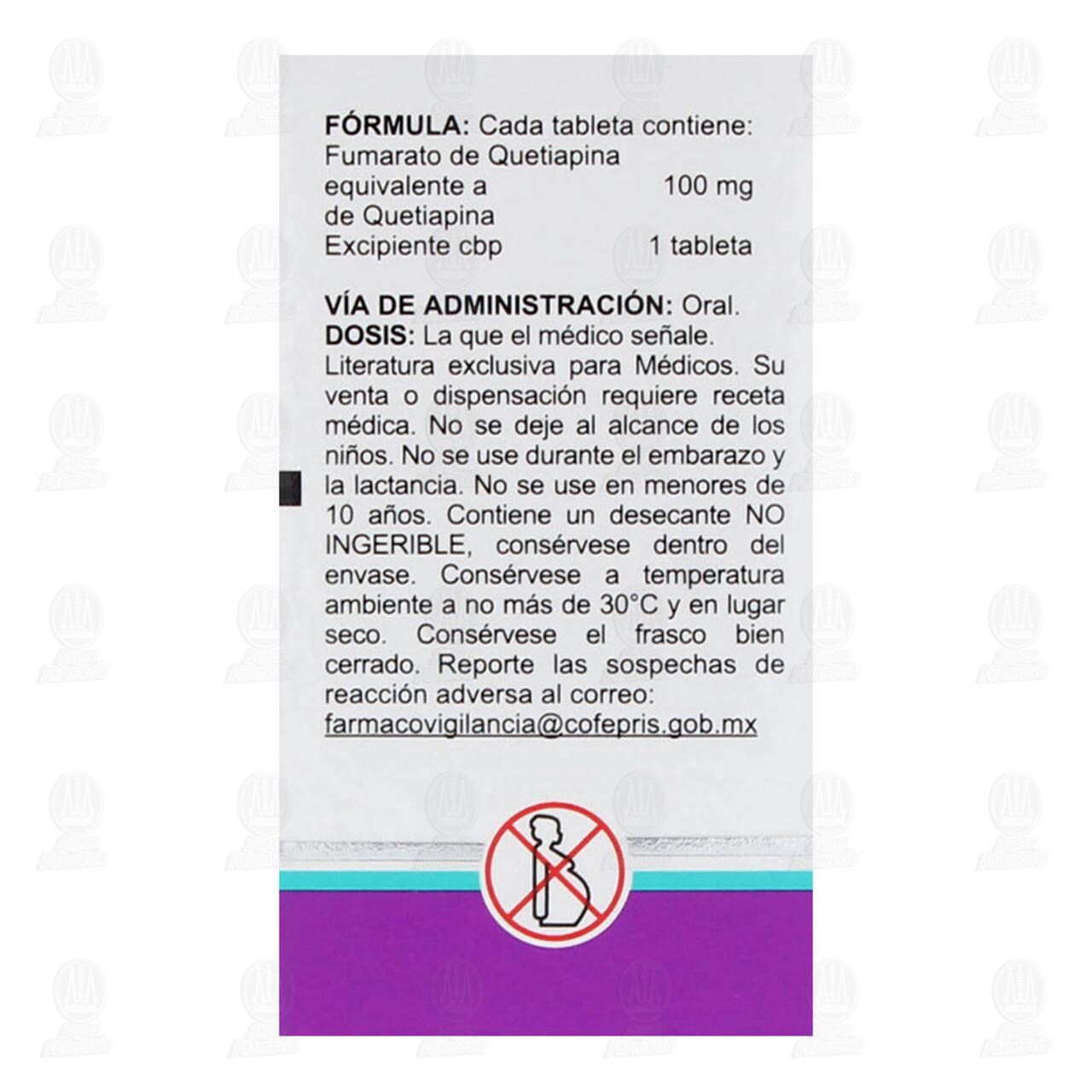 Quetiapina 100 mg, 60 Tabletas Pharmalife. image number 2