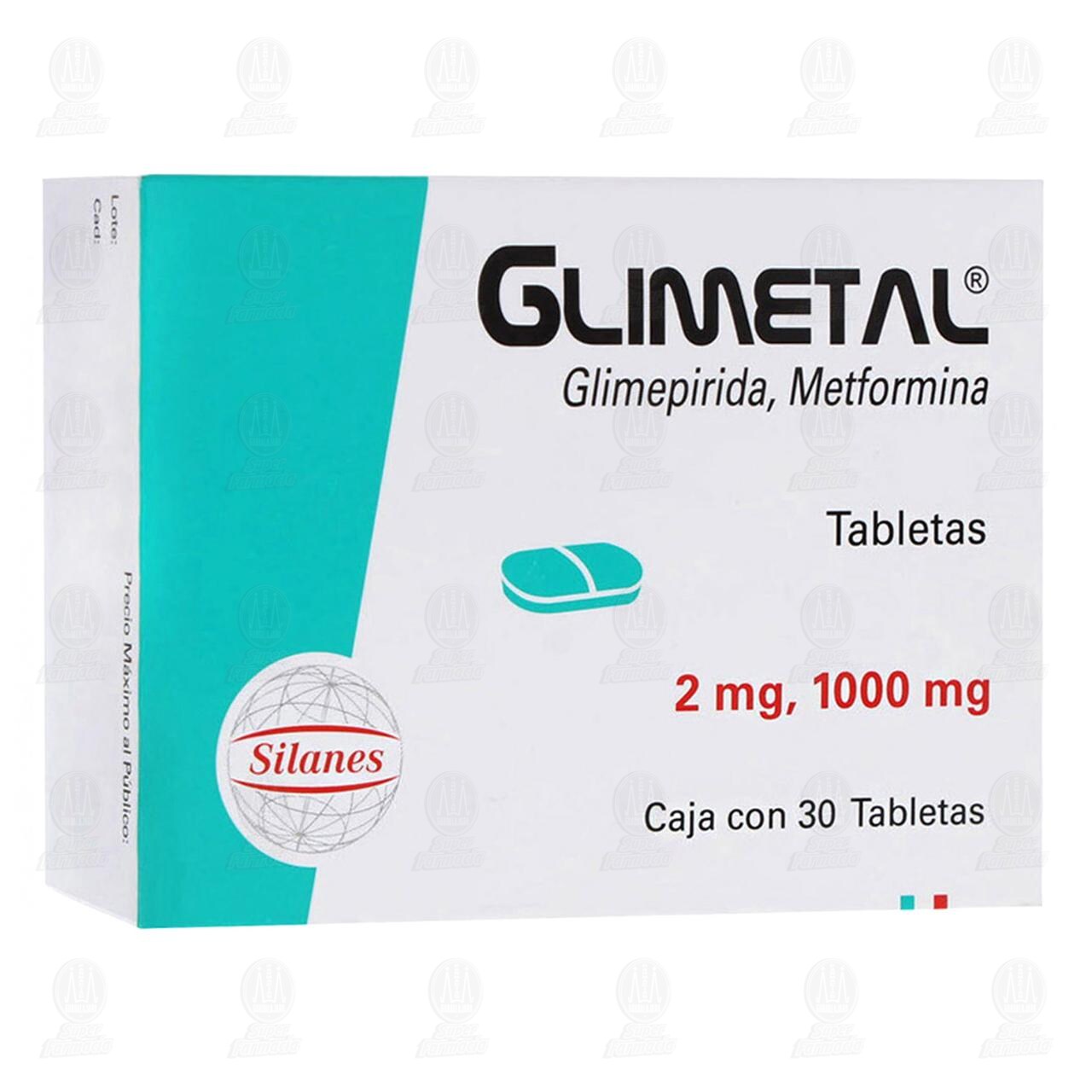 Glimetal 2mg/1000mg, 30 Tabletas. image number 0
