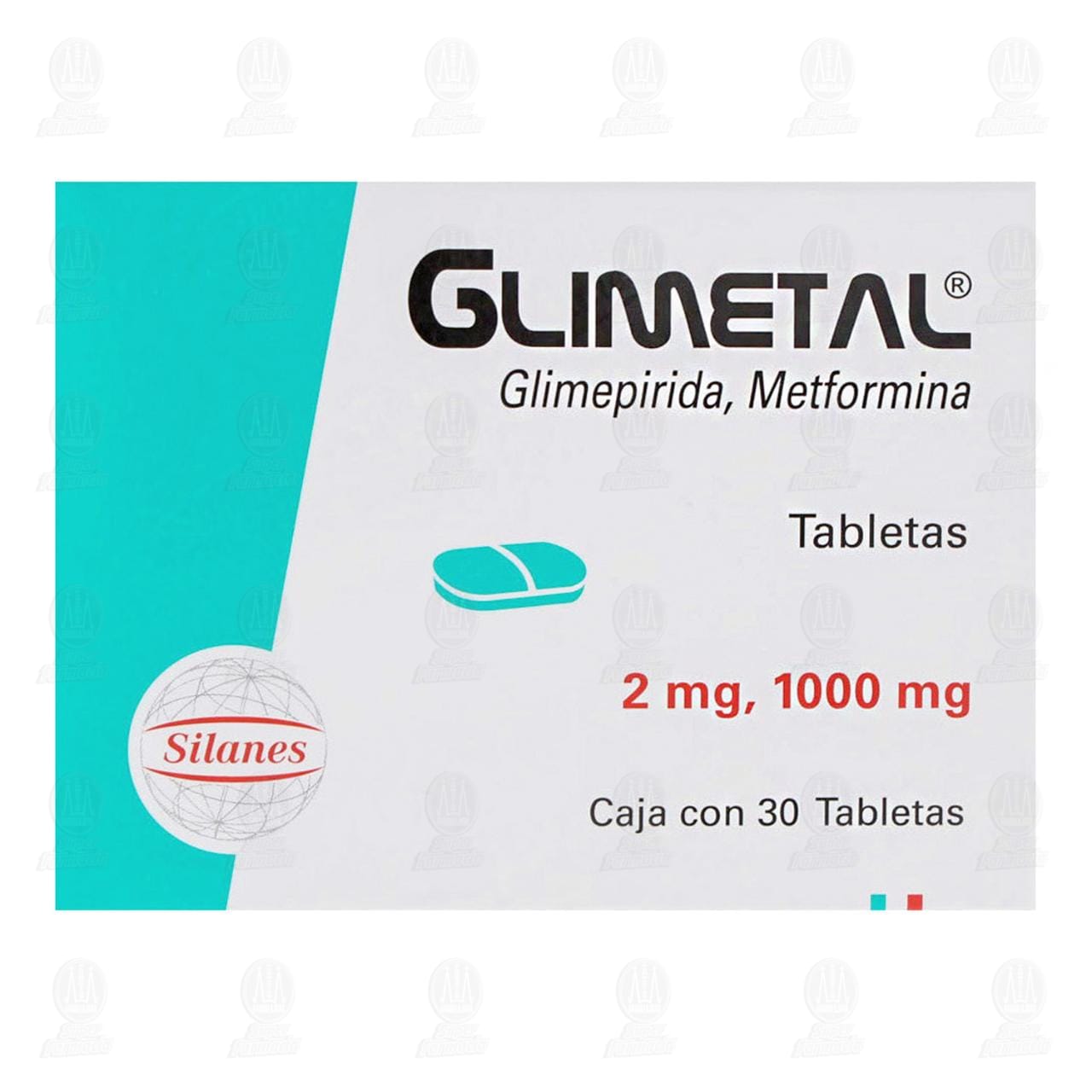Glimetal 2mg/1000mg, 30 Tabletas. image number 1