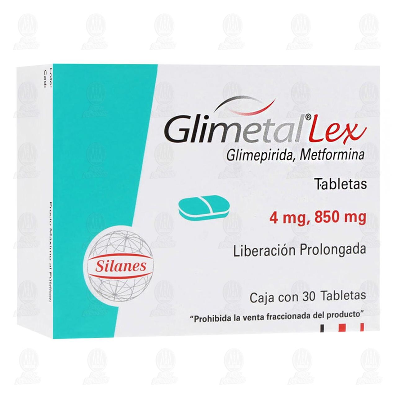 Glimetal Lex 4mg/850mg, 30 Tabletas. image number 0