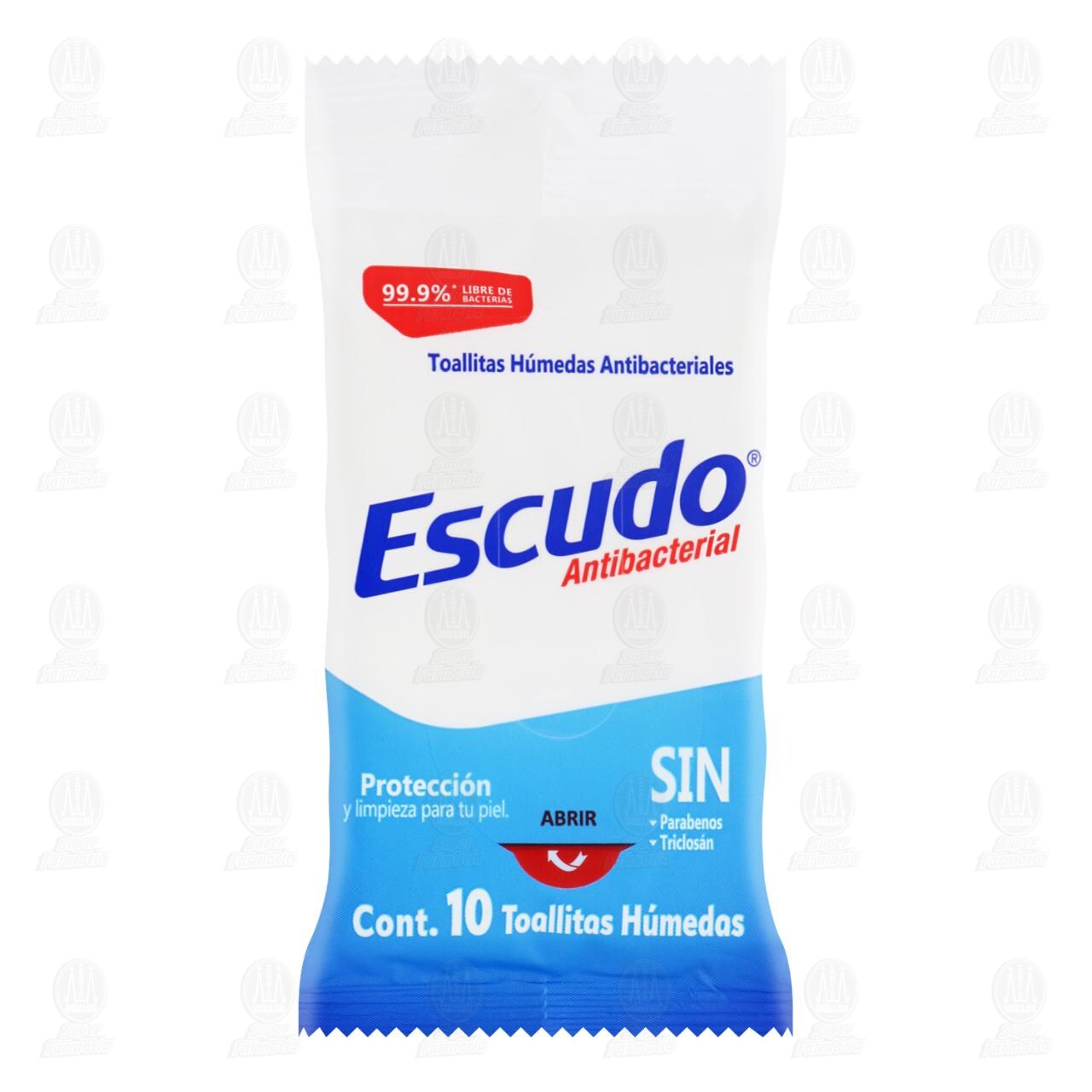 Toallitas Húmedas Antibacteriales Escudo Protección y Limpieza para tu piel, 10 pzas.