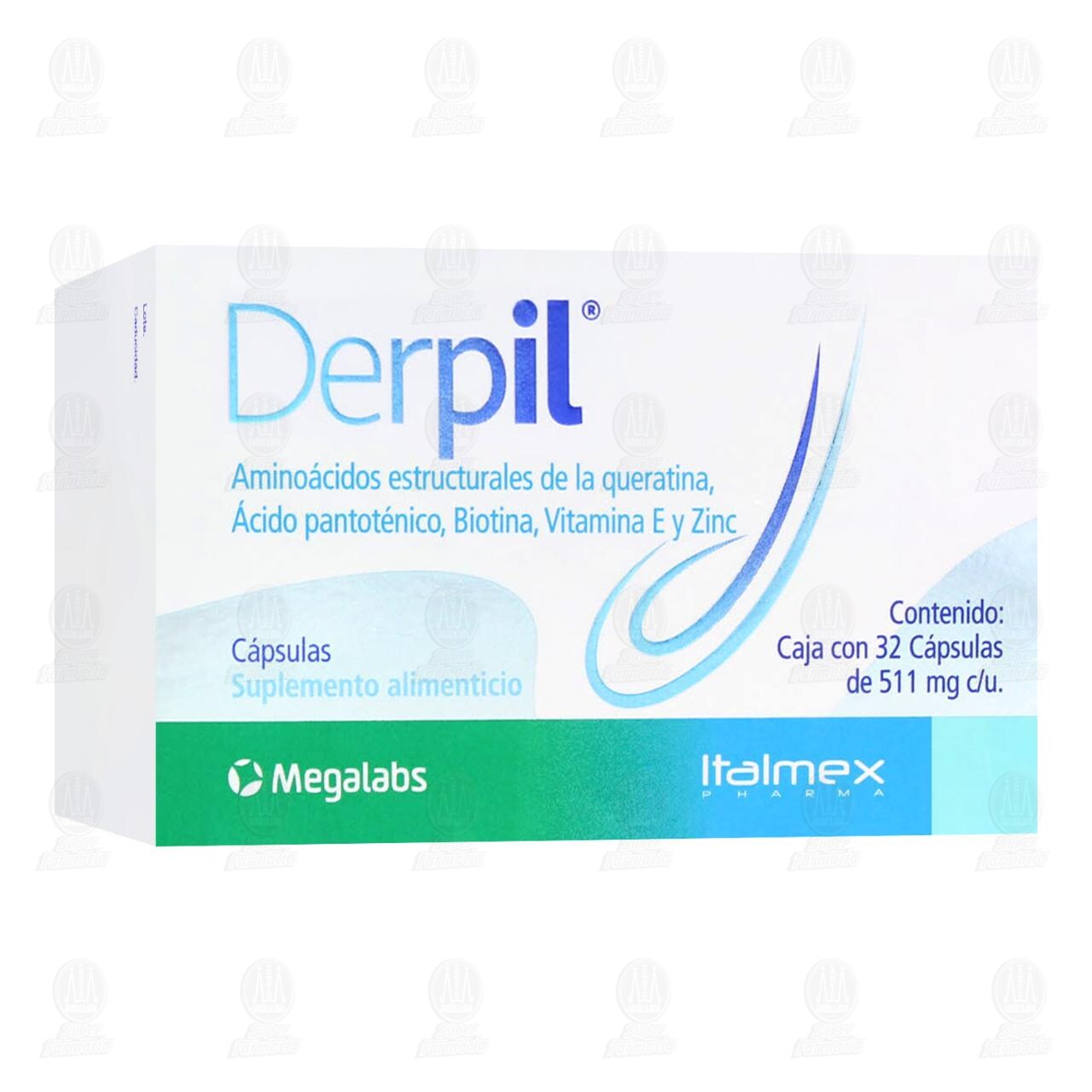 Derpil 511 mg, 32 C&aacute;psulas. image number 0