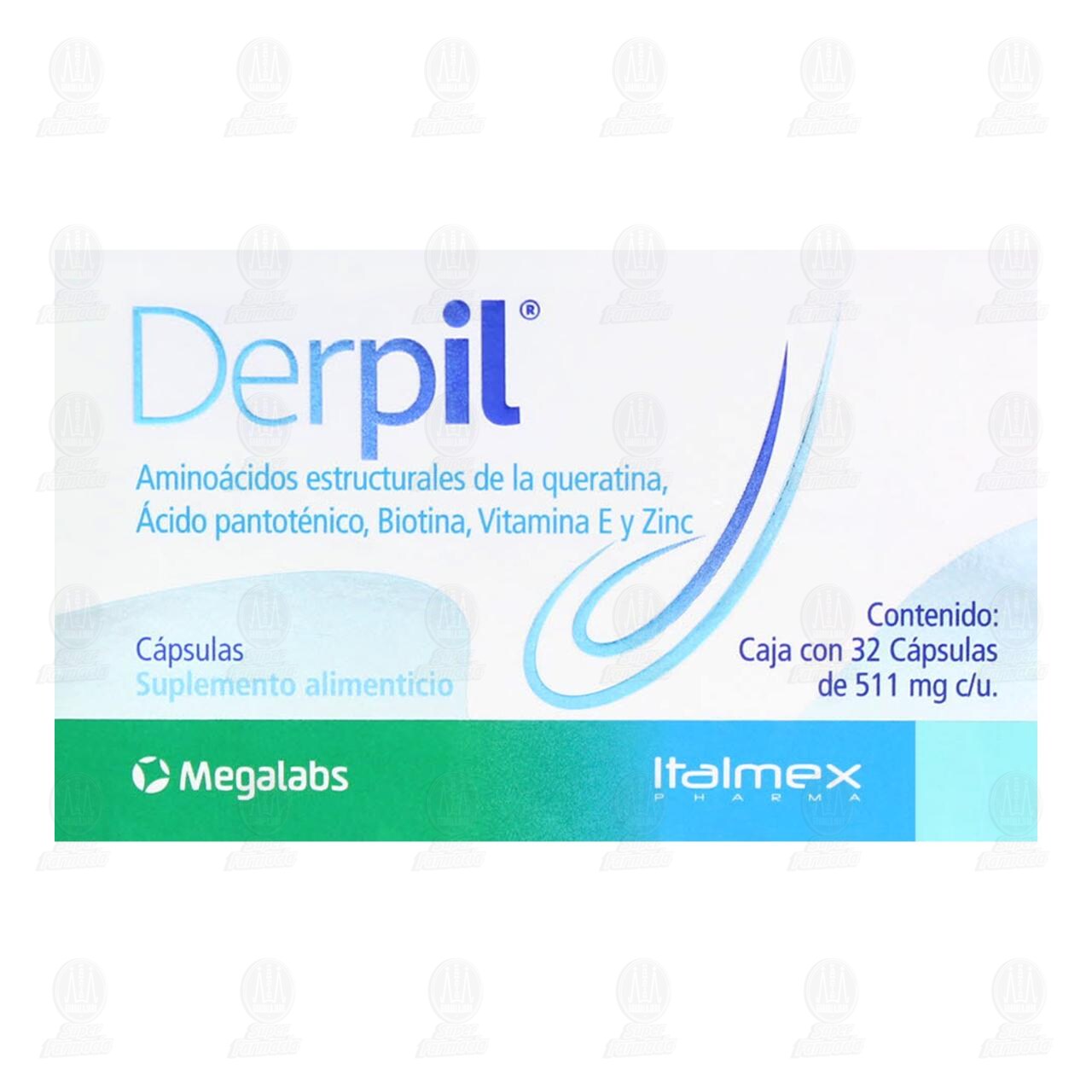 Derpil 511 mg, 32 C&aacute;psulas. image number 1