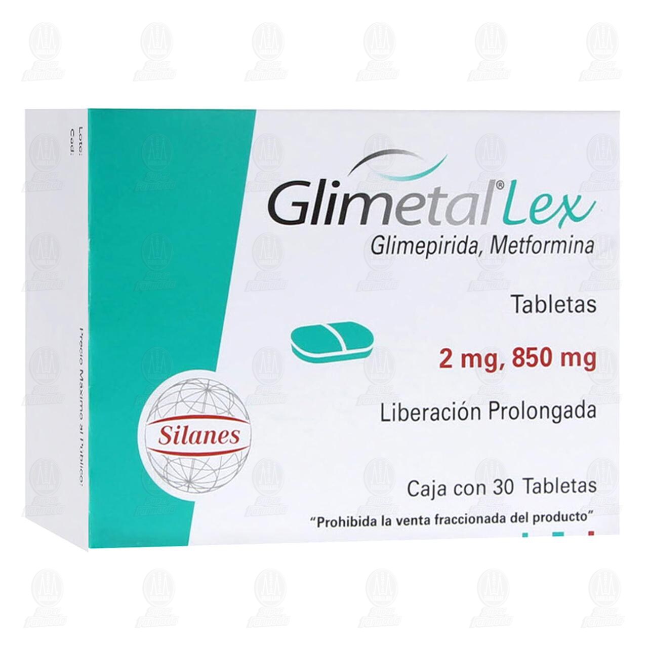Glimetal Lex 2mg/850mg, 30 Tabletas. image number 0