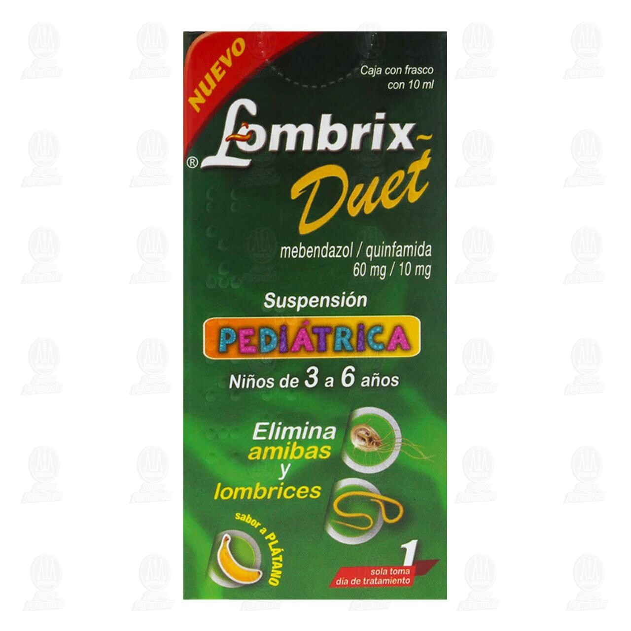 Lombrix Duet 60mg/10mg Suspensi&oacute;n Pedi&aacute;trica, 10 ml. image number 1